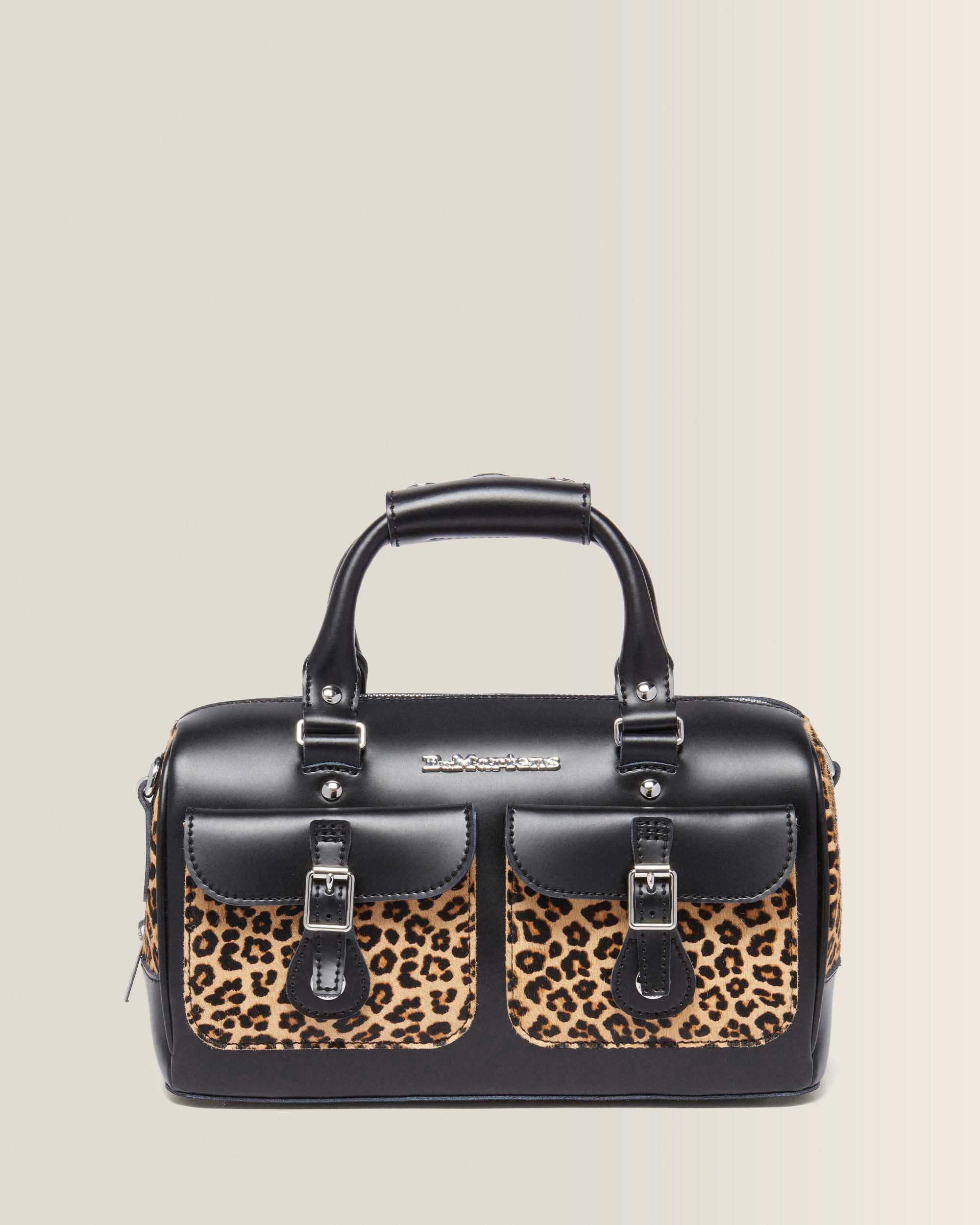 Leopard Print Hair-On Top Handle Bag in Black+Tan | Dr. Martens™