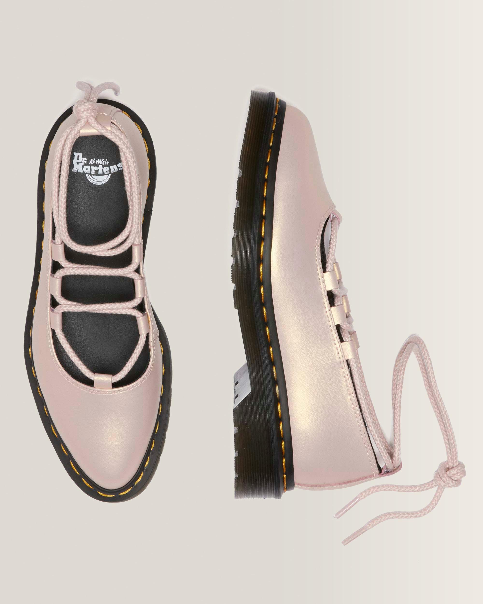 Dr.Martin ELPHIE II (専用ページ) Elphie Ii Iridescent Leather Ballet Flats in Powder Pink+Gold | Dr