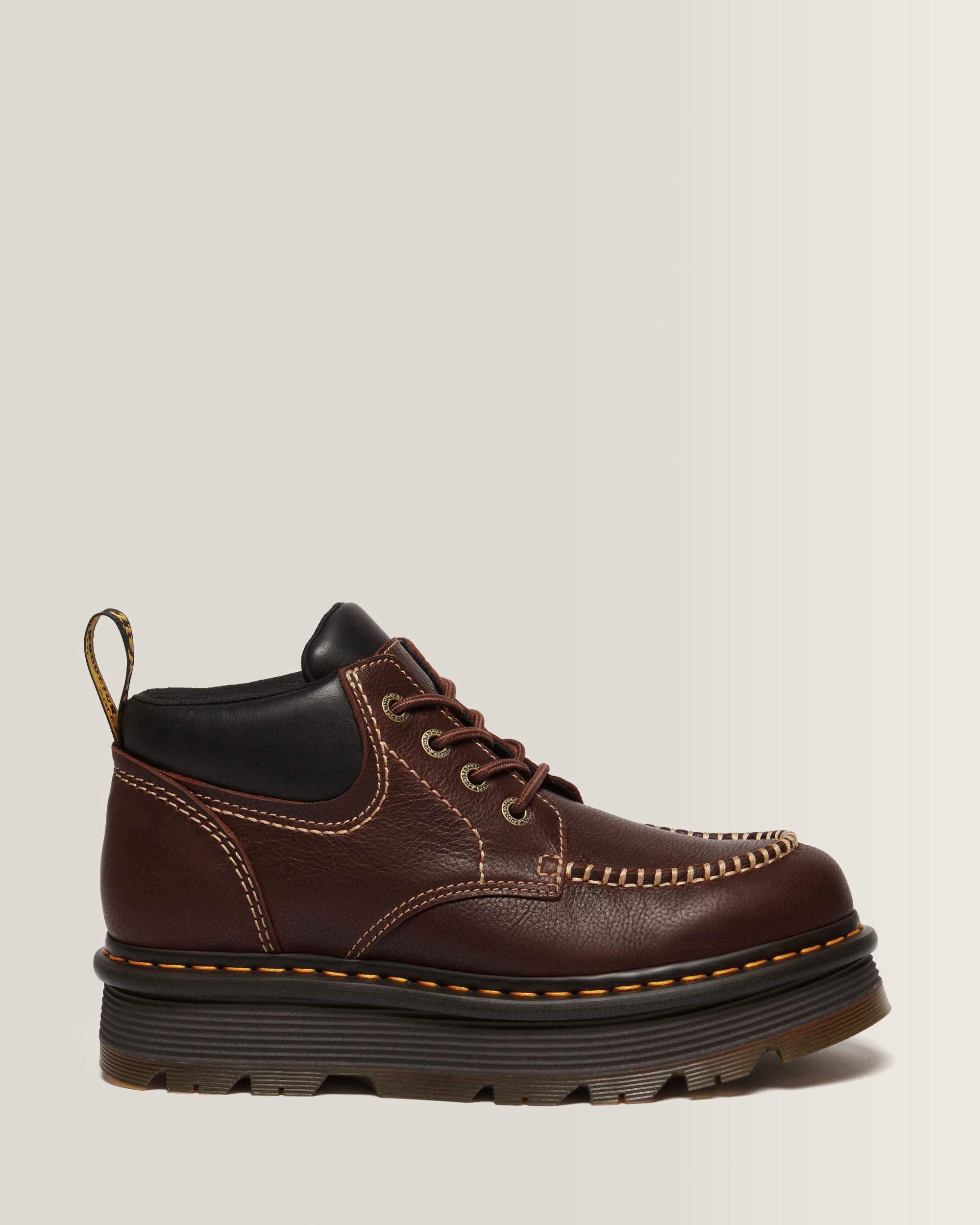 Zebzag Leather Casual 4-Eye Lace-Up Boots