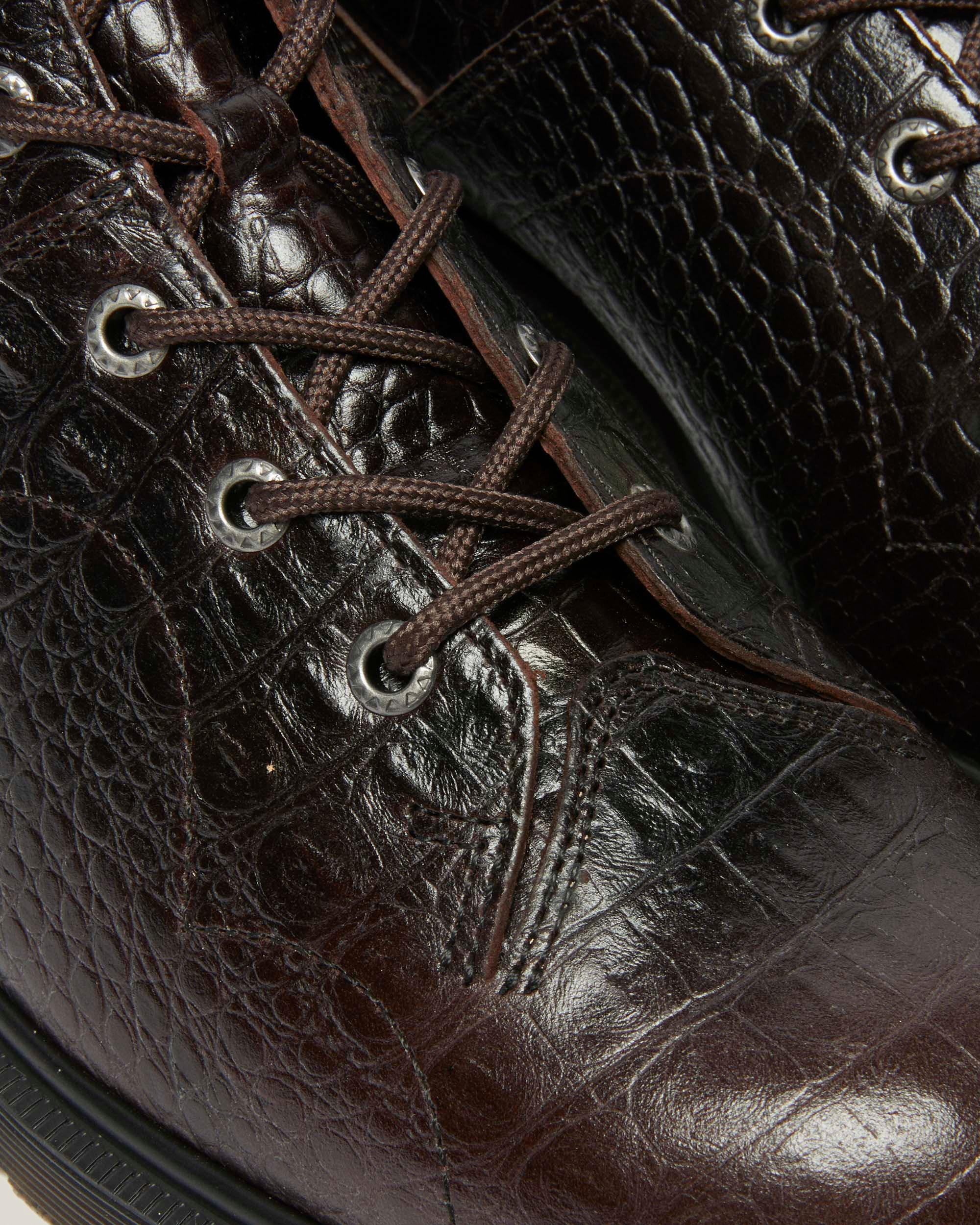 Church Crocodile Analine Leather Ankle Boots in Dark Brown | Dr