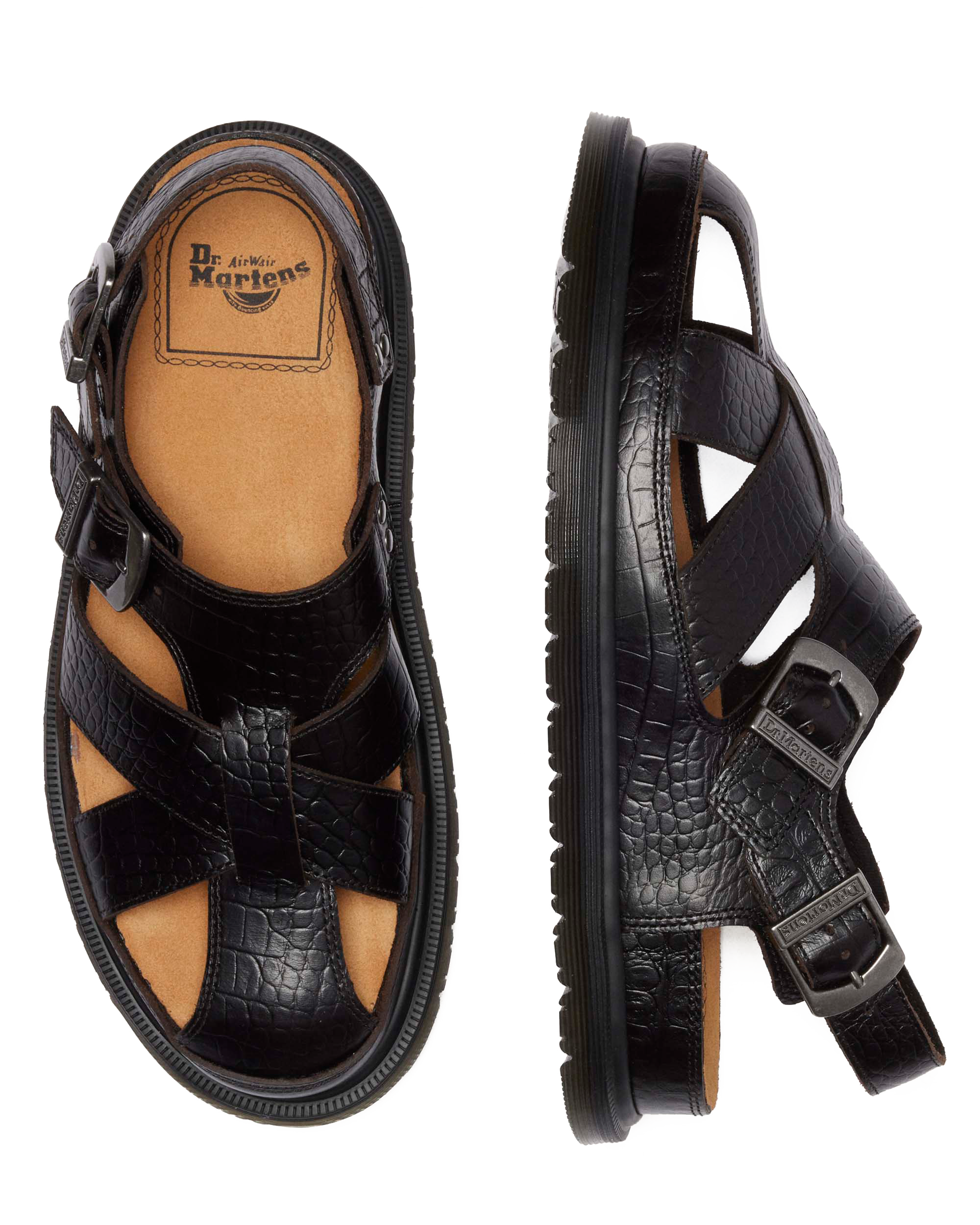 Мужские сандалии Dr. Martens Fisherman Crocodile Analine Leather, цвет: Тёмный коричневый — фото 3