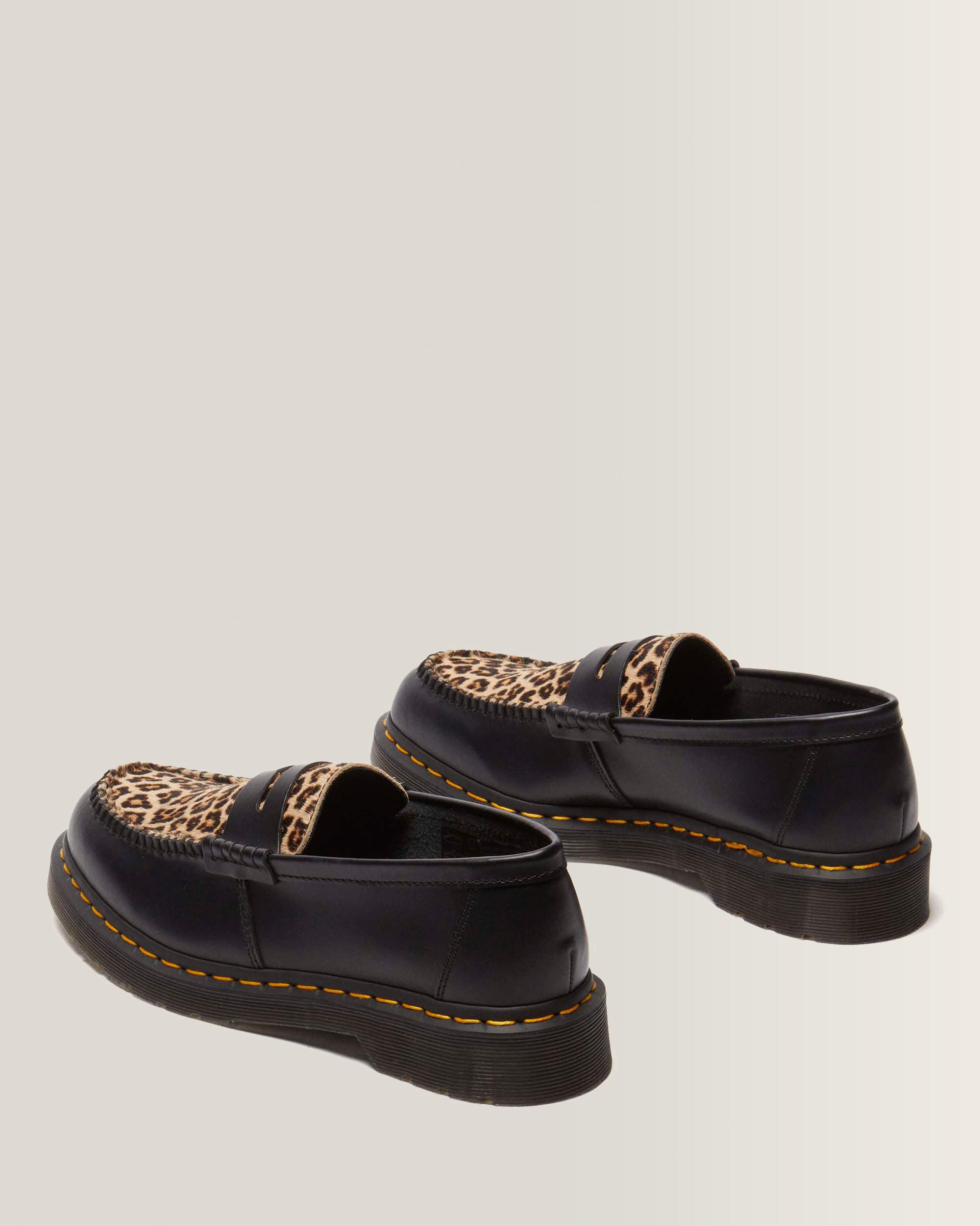 靴 Dr. Martens PENTON Leopard UK10 29cm Penton Hair On & Smooth Leather Loafers in Black+Light Tan | Dr