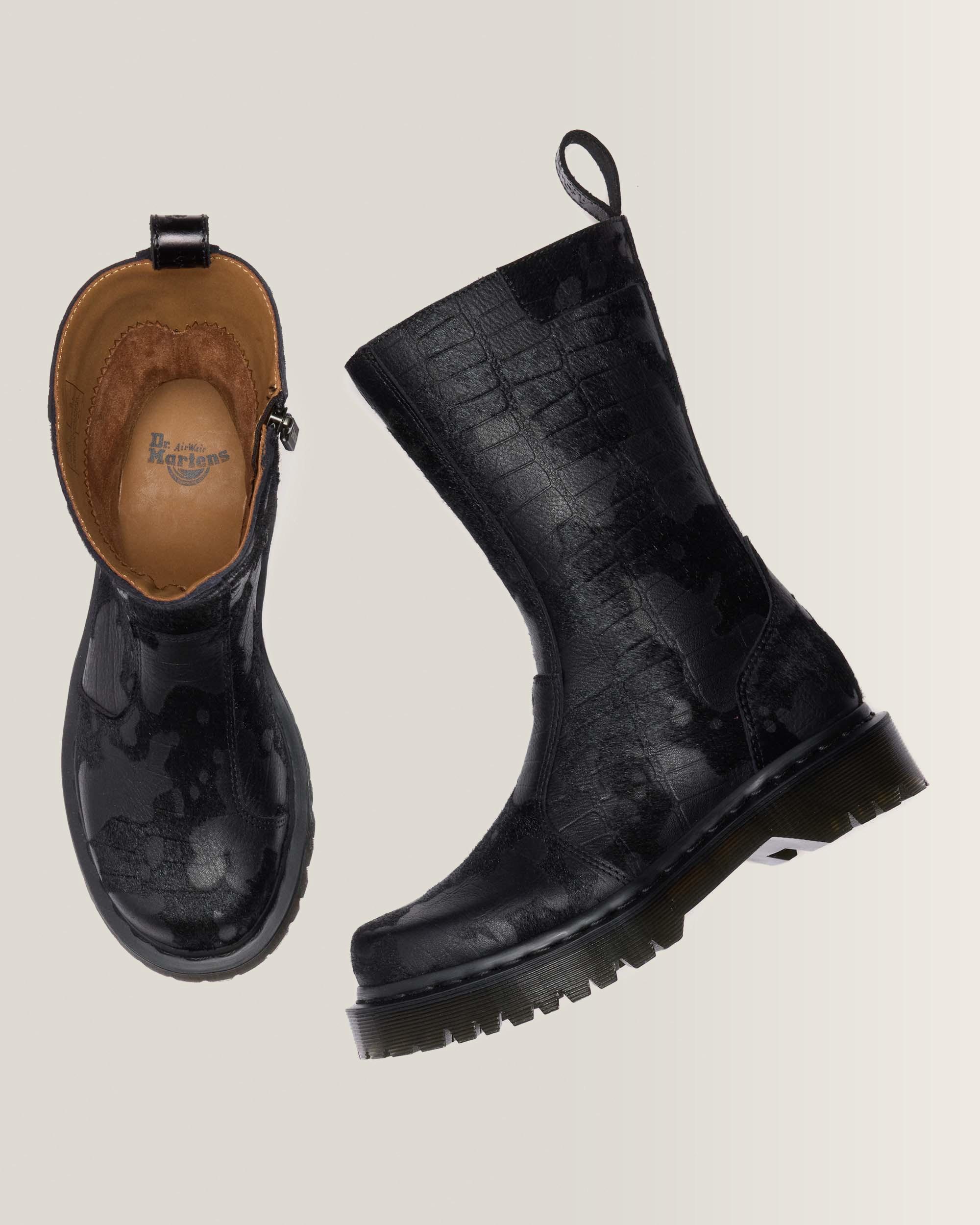 Botas Rejena de piel Croc Emboss y Hair On