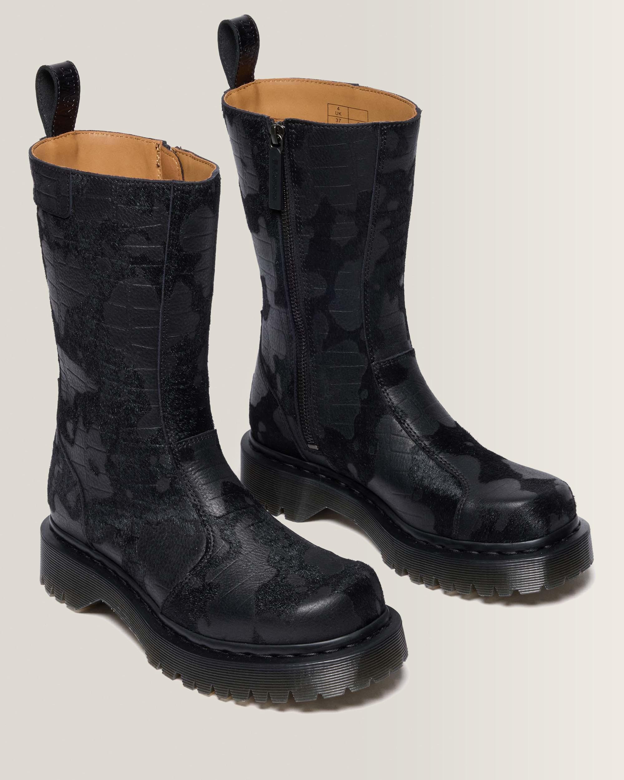 Botas Rejena de piel Croc Emboss y Hair On
