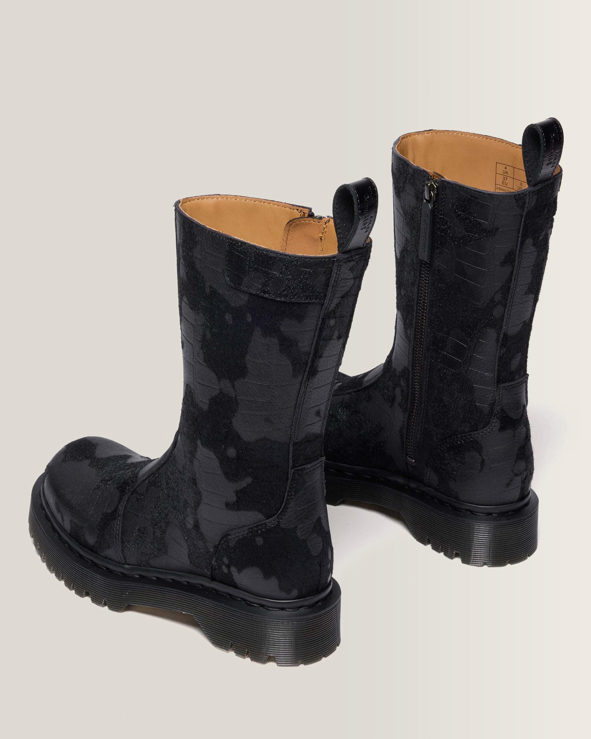Botas Rejena de piel Croc Emboss y Hair On
