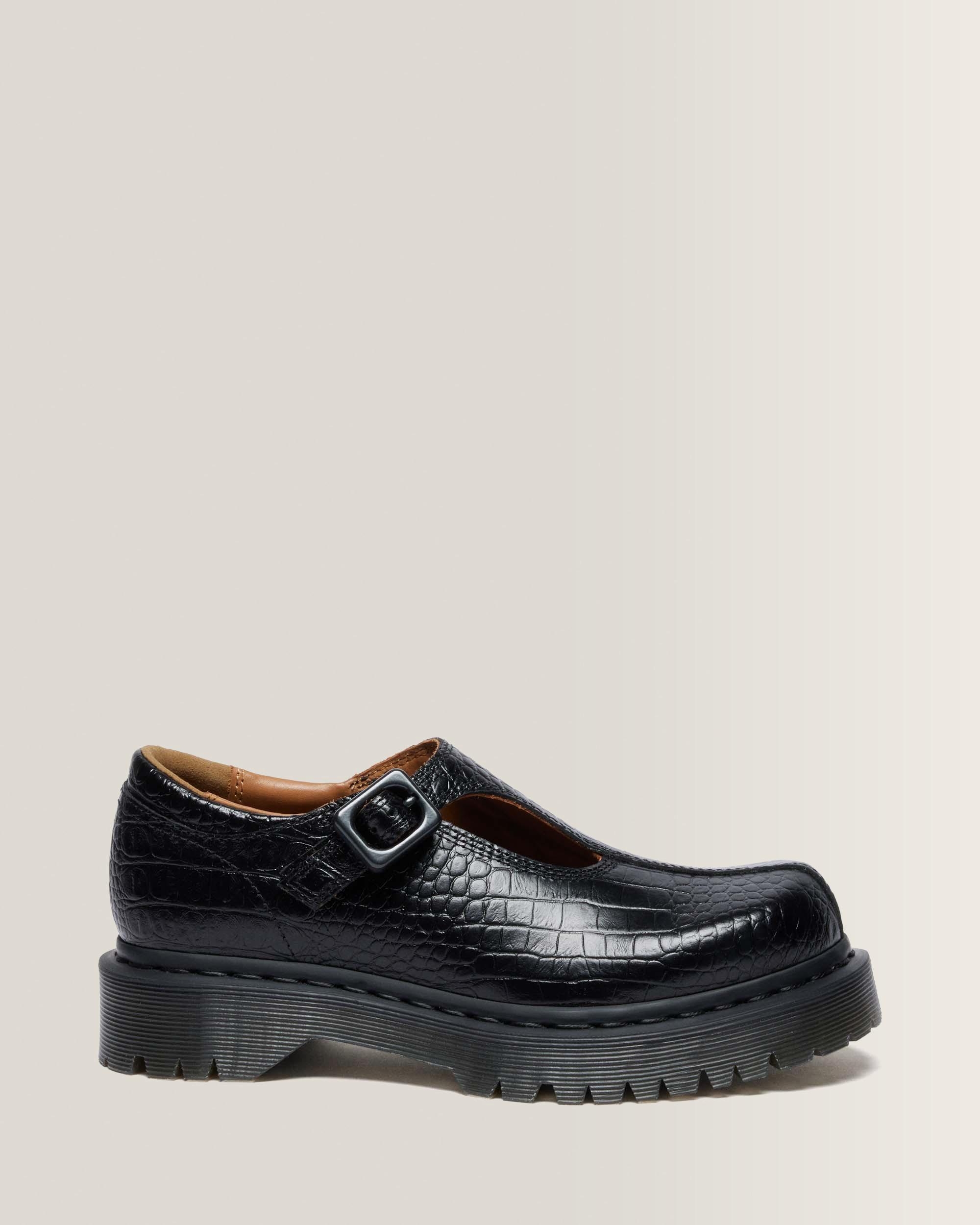 Merceditas Rejena de piel Croc Emboss