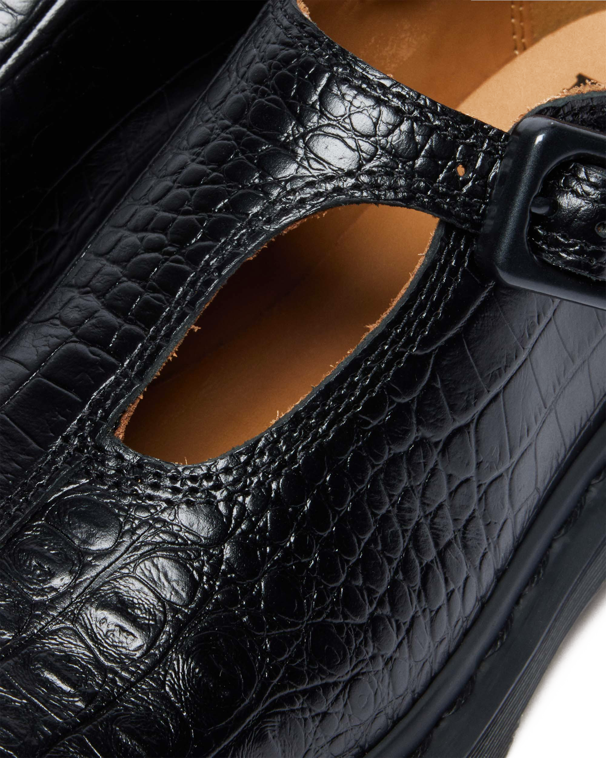 Rejena Mary Jane Leren Schoenen met Krokodilreliëf