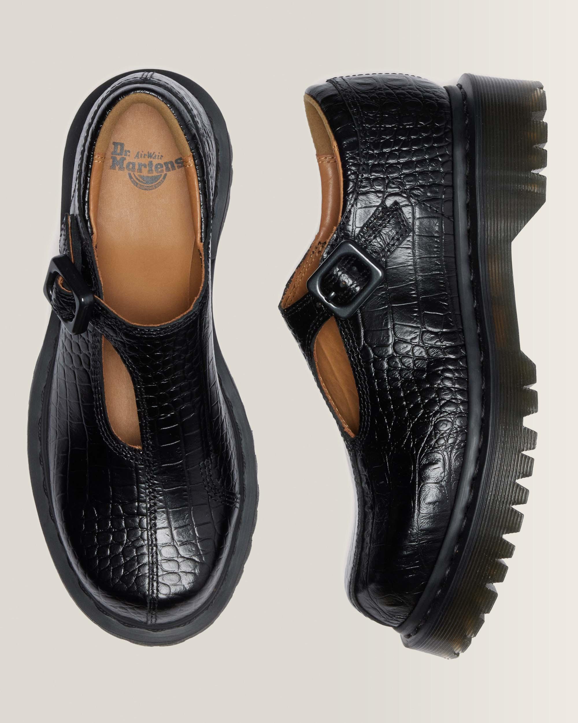 Merceditas Rejena de piel Croc Emboss