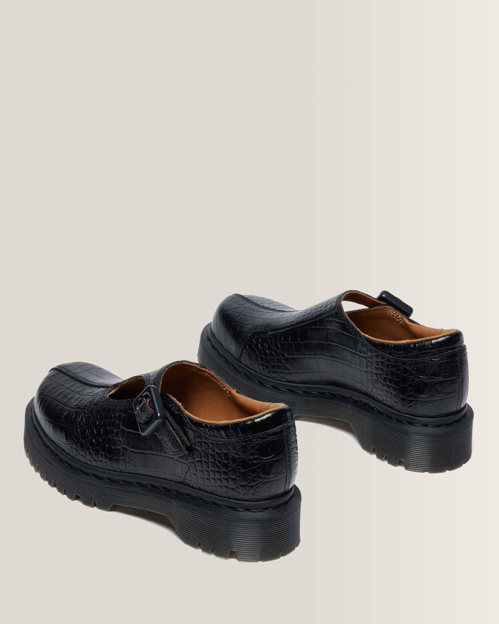 Merceditas Rejena de piel Croc Emboss