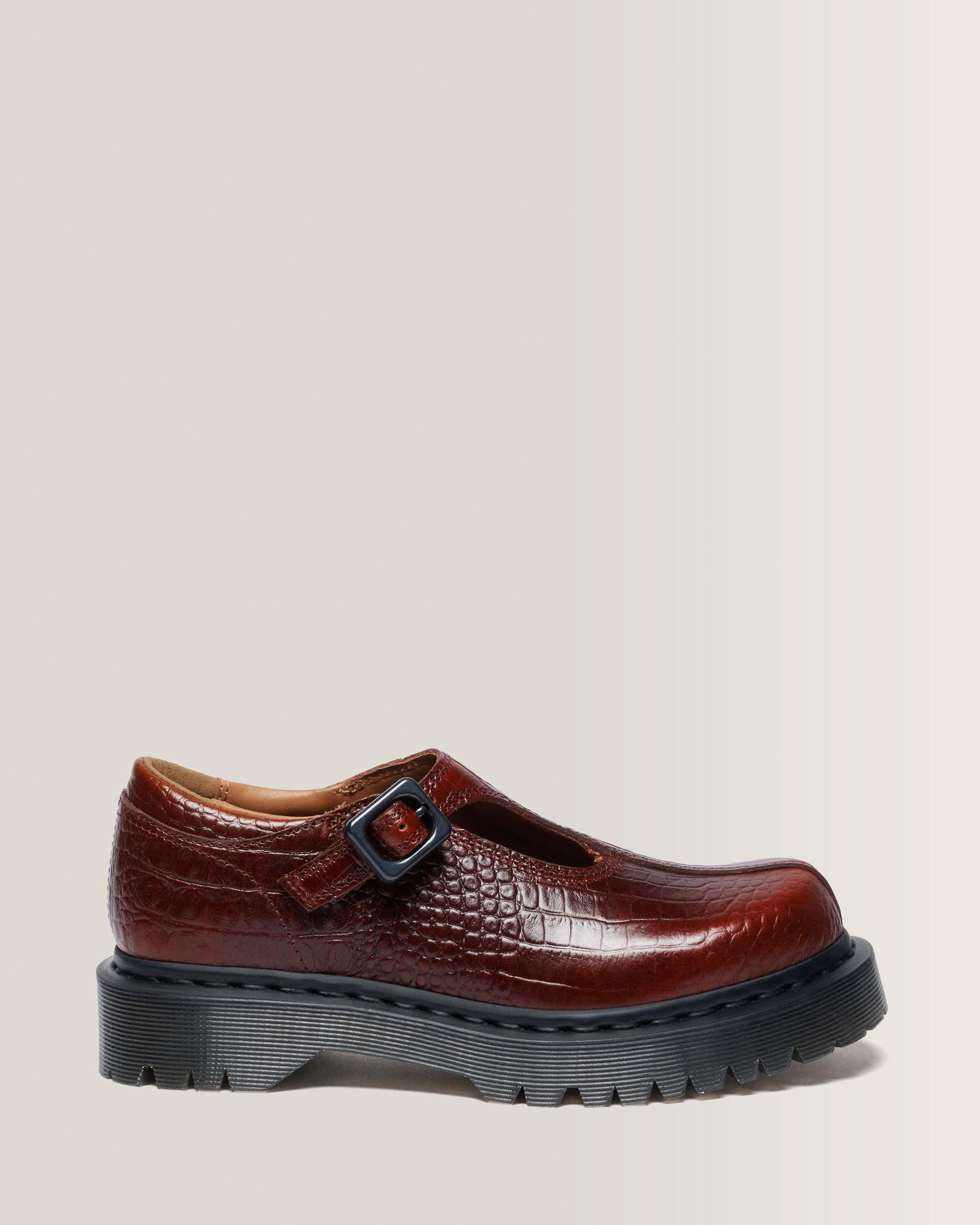 Merceditas Rejena de piel Croc Emboss
