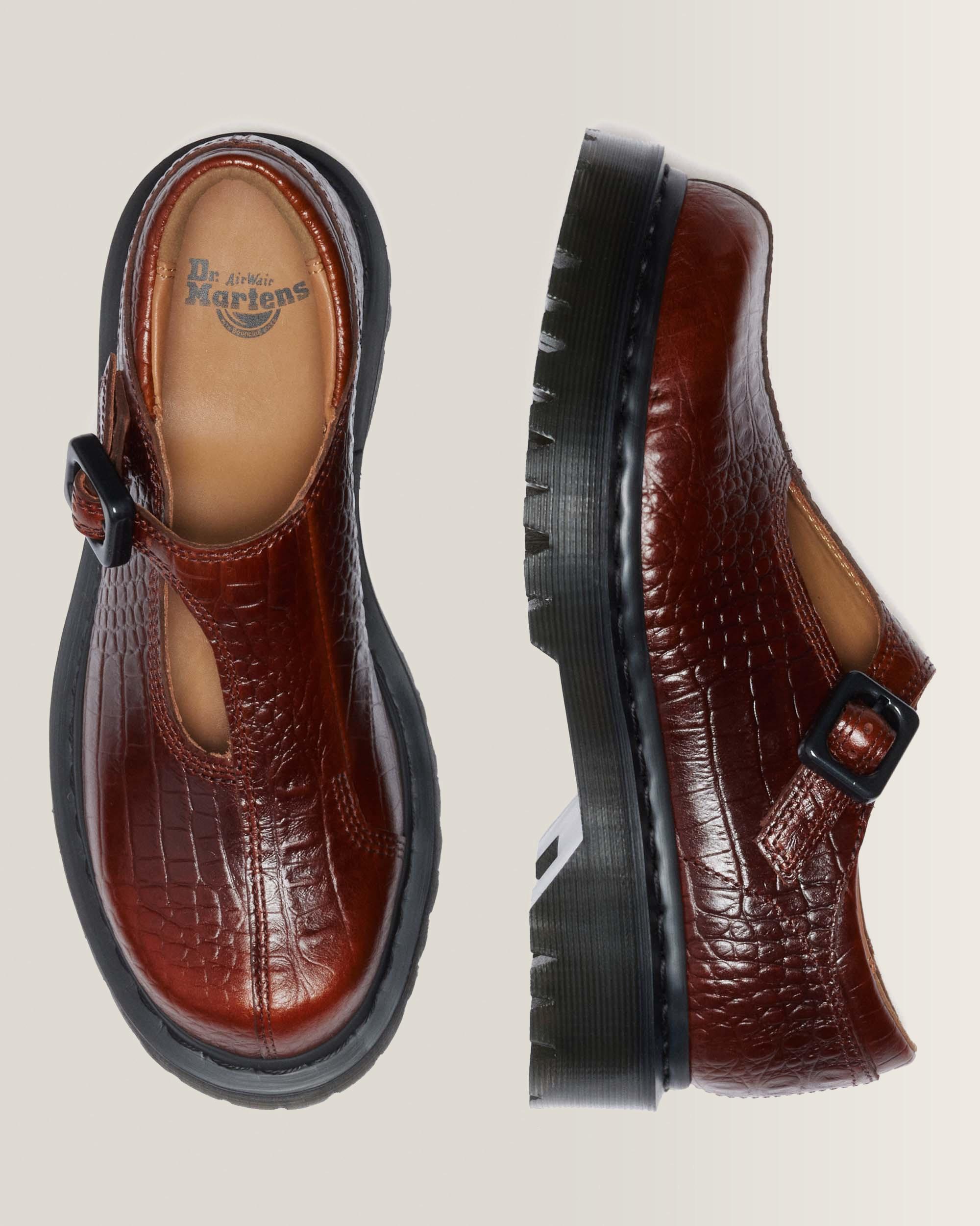 Merceditas Rejena de piel Croc Emboss