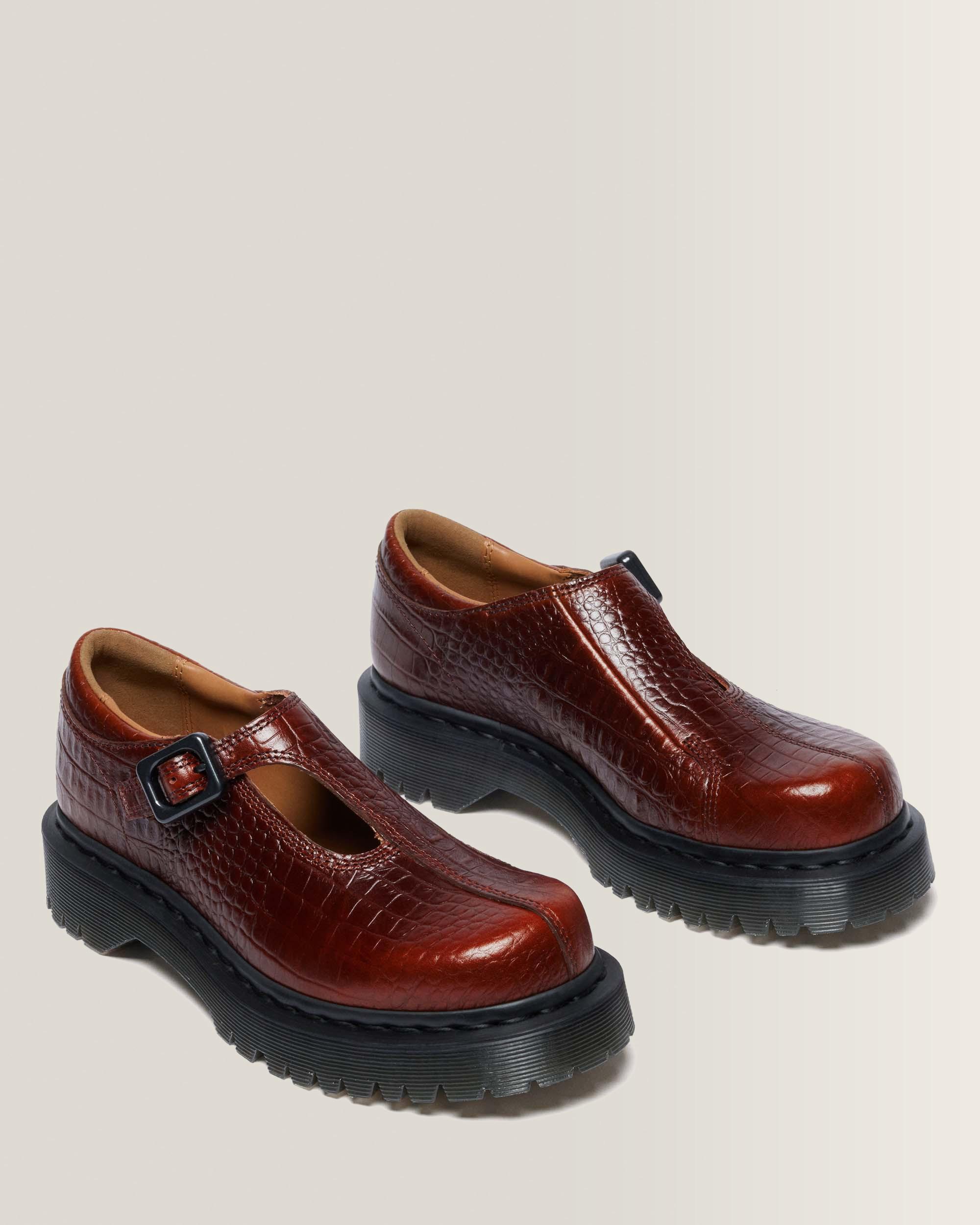 Merceditas Rejena de piel Croc Emboss