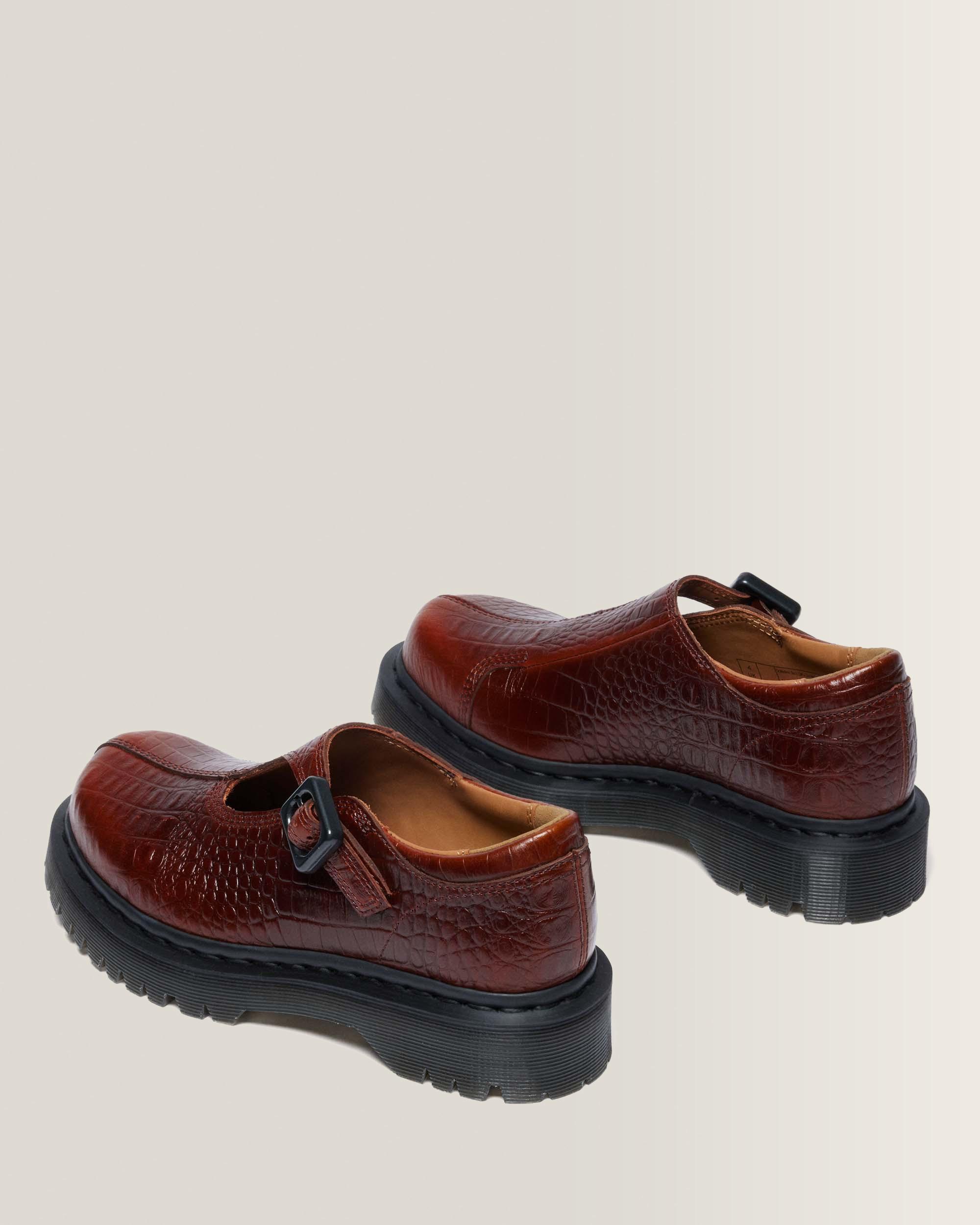 Merceditas Rejena de piel Croc Emboss