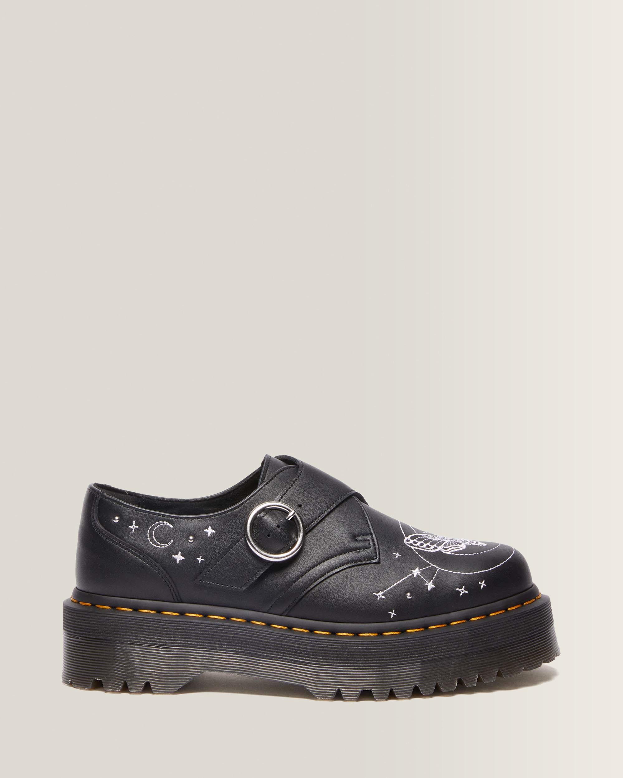 Monk Celestial Moth Leather Platform Shoes in Black | Dr. Martens™