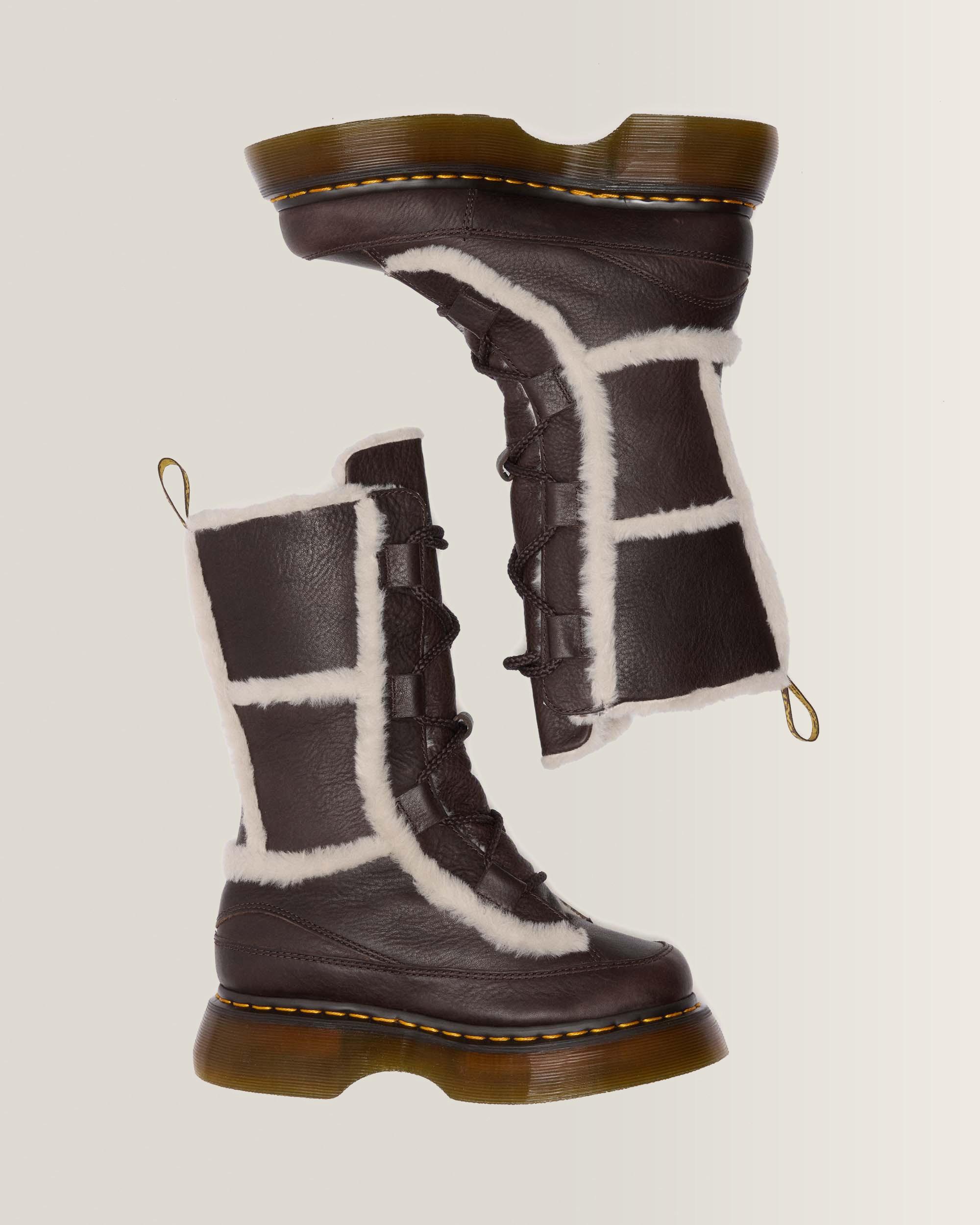 Buzz Lace Up Faux Fur Lined Grizzly Leather Boots