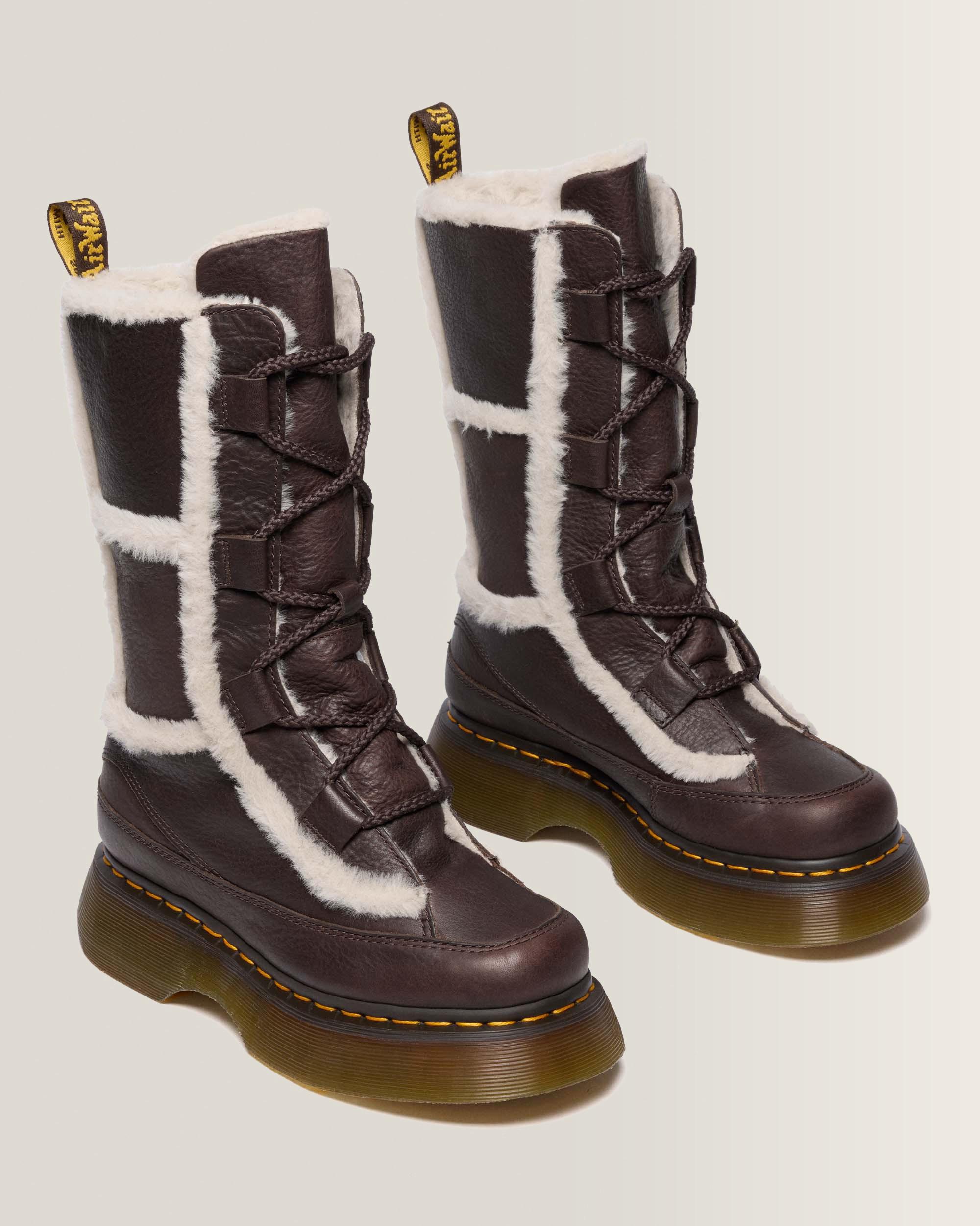 Buzz Lace Up Faux Fur Lined Grizzly Leather Boots