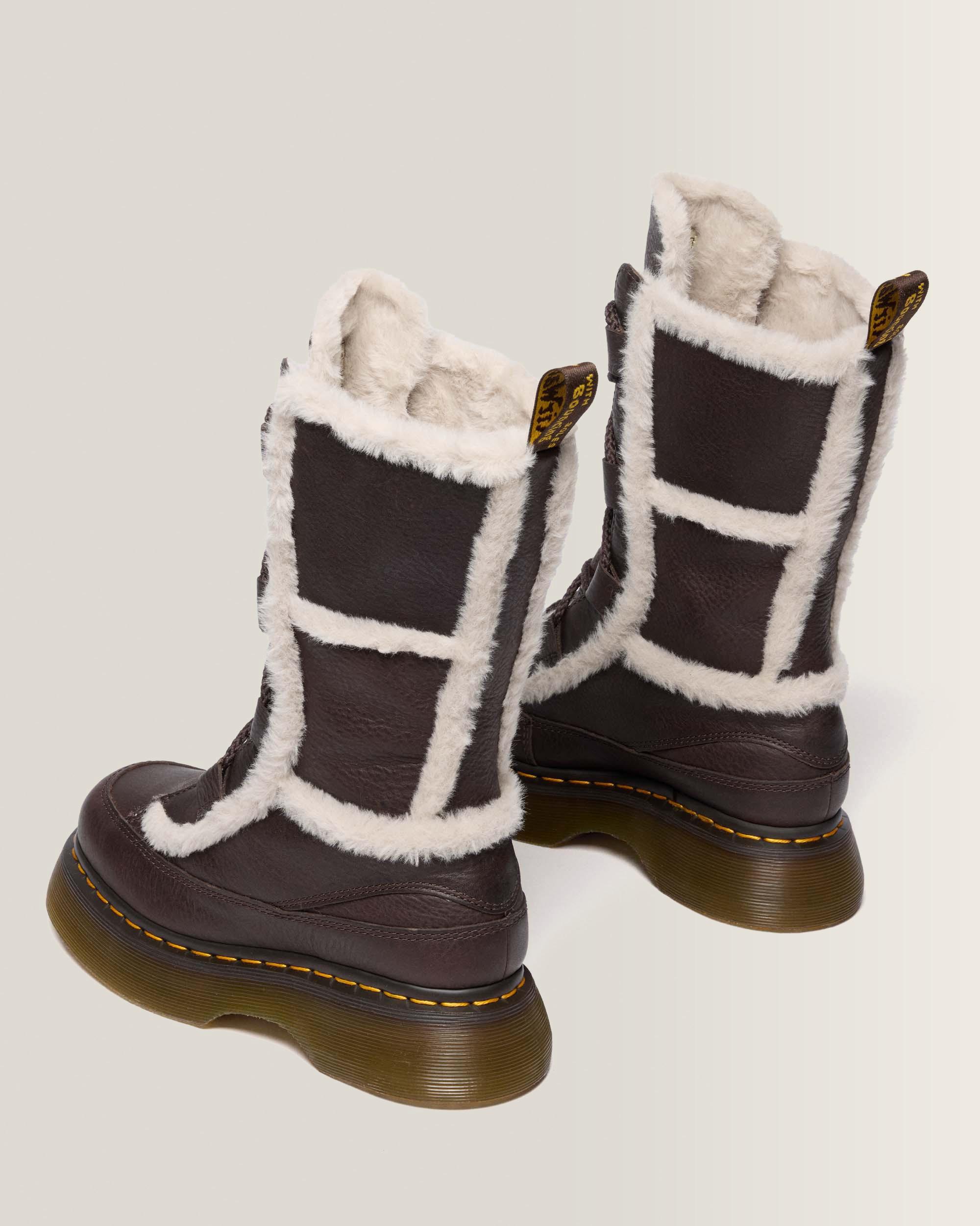 Buzz Lace Up Faux Fur Lined Grizzly Leather Boots