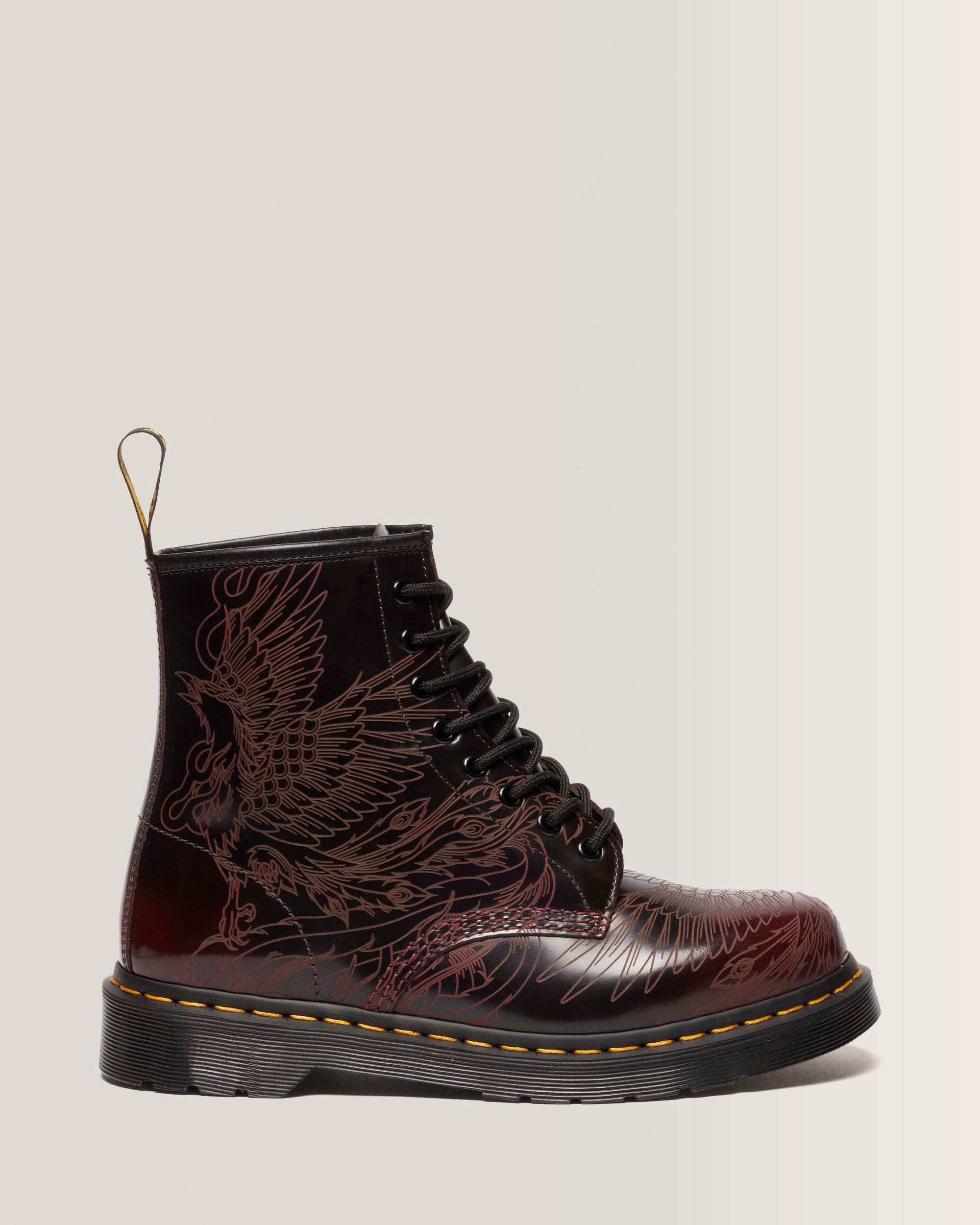 1460 Phoenix Arcadia Rub Off Leather Boots in Cherry Red Arcadia
