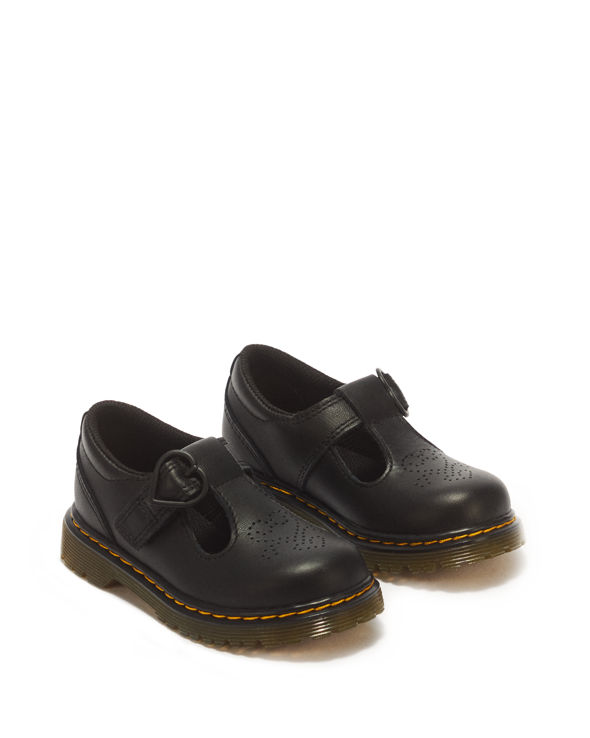 Toddler Polley II Heart Soft Leather Mary Jane Shoes in BLACK | Dr