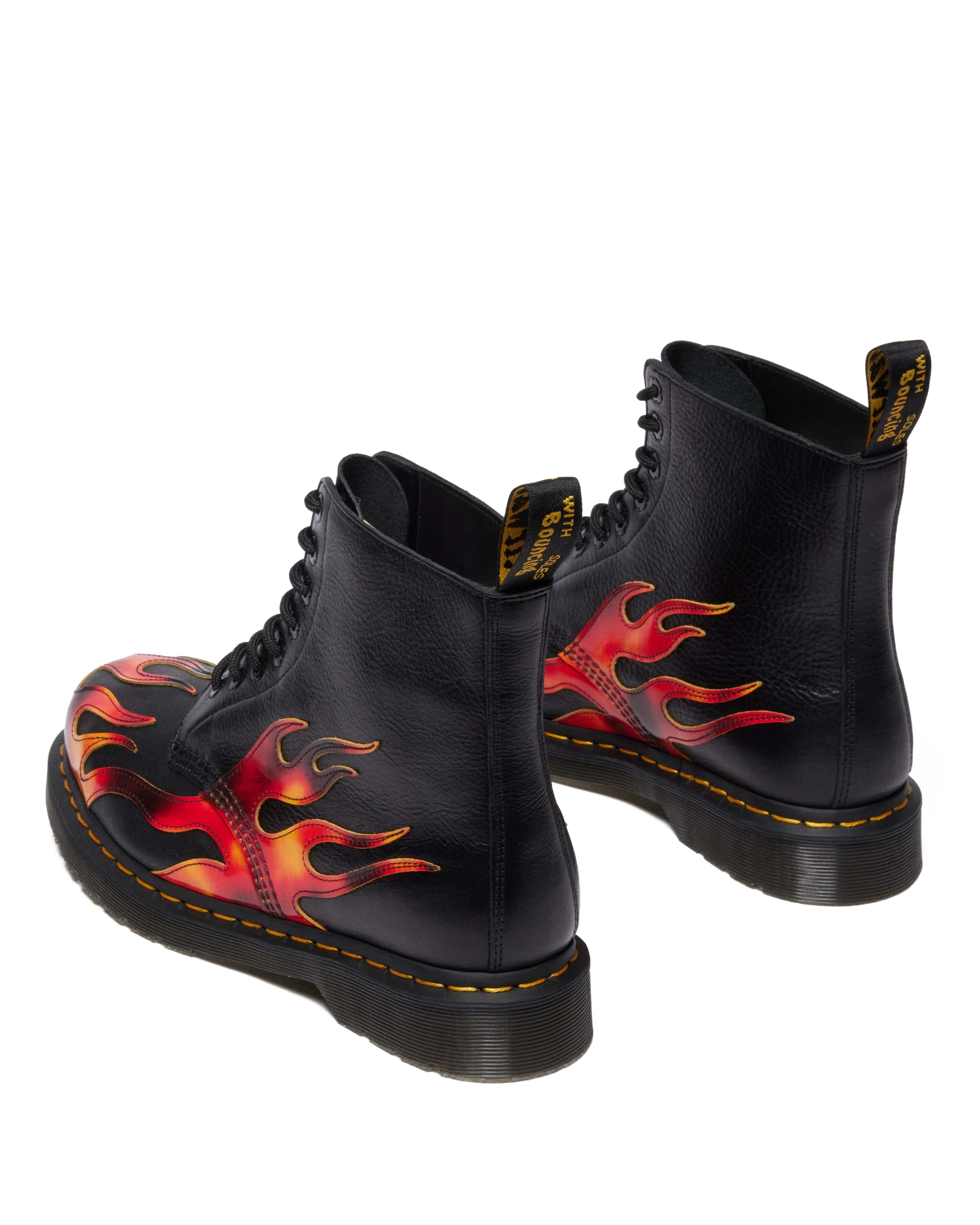 1460 Pascal Flame Arcadia Rub Off Leather Boots in Black+vibrant