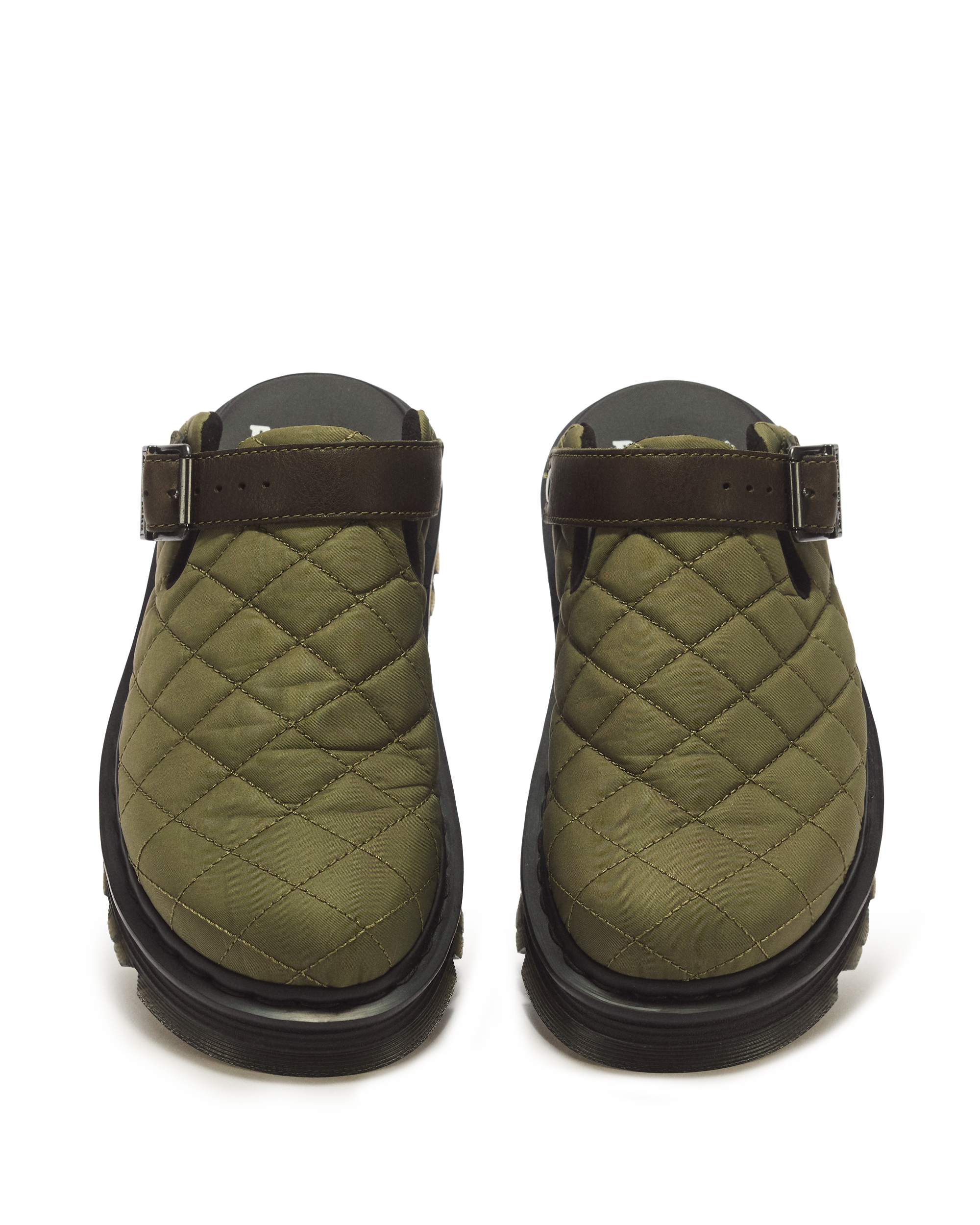 Zebzag Quilted Canvas Platform Mules in DMs Olive Green | Dr. Martens™