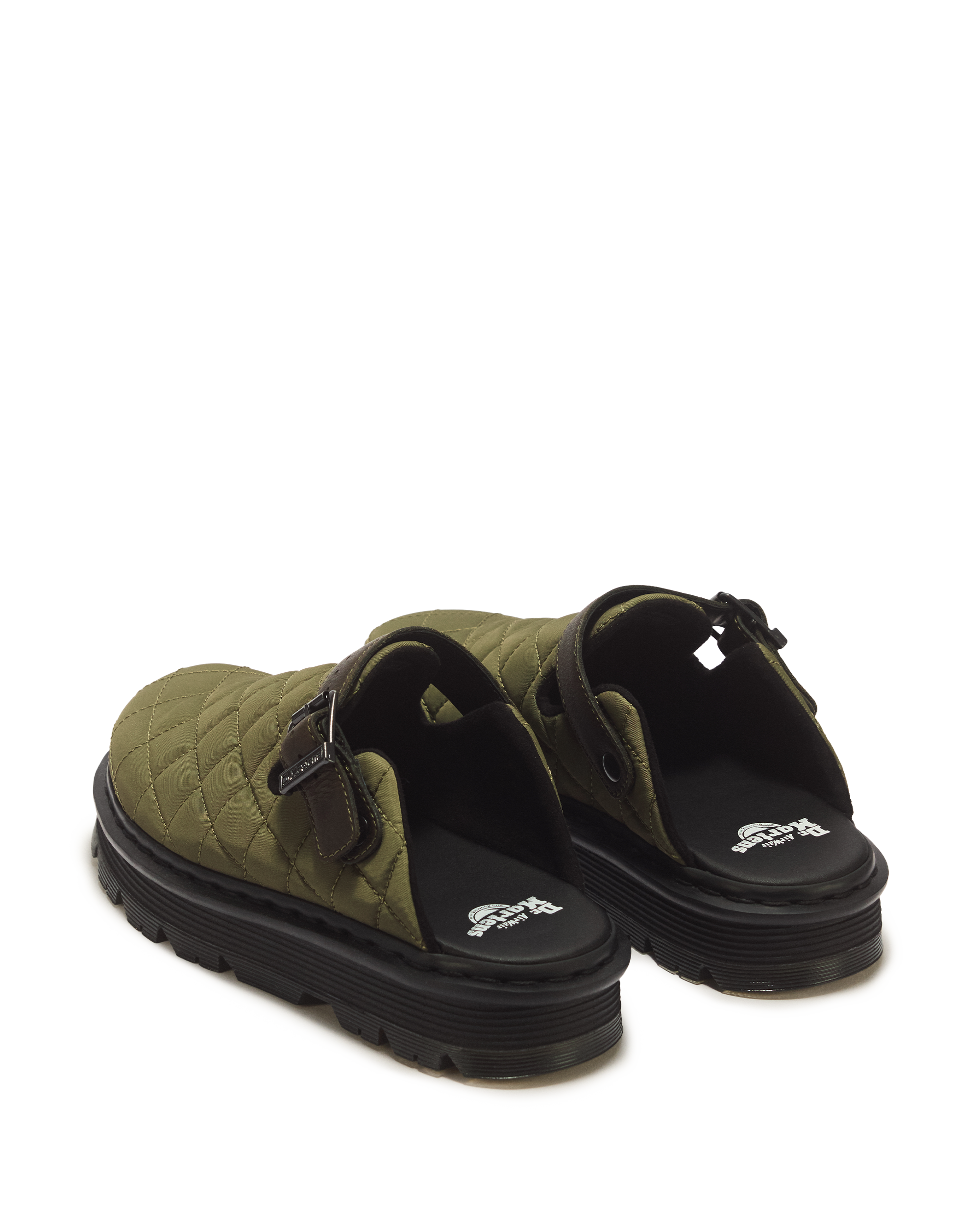 Zebzag Quilted Canvas Platform Mules in DMs Olive Green | Dr. Martens™