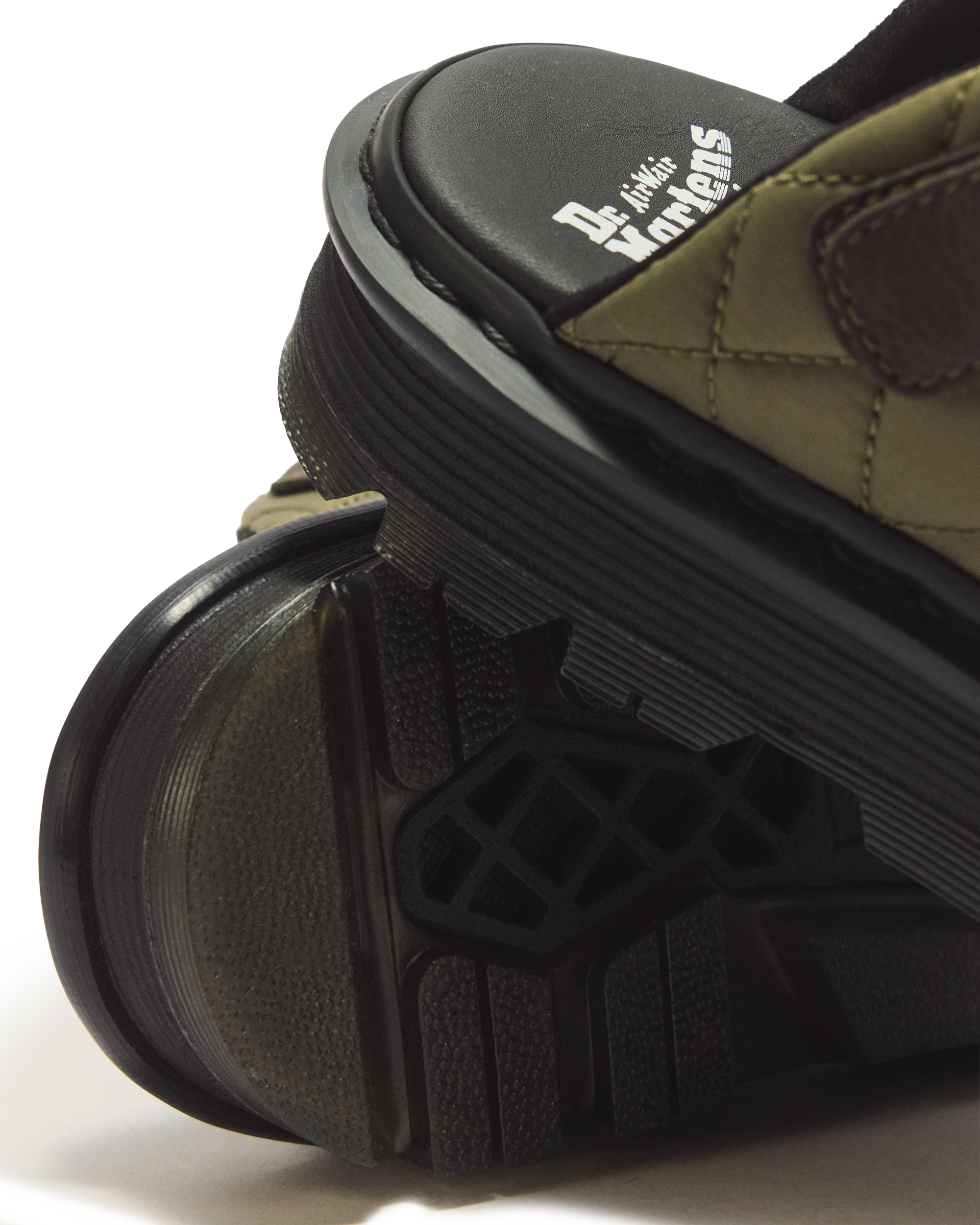 Zebzag Quilted Canvas Platform Mules in DMs Olive Green | Dr. Martens™