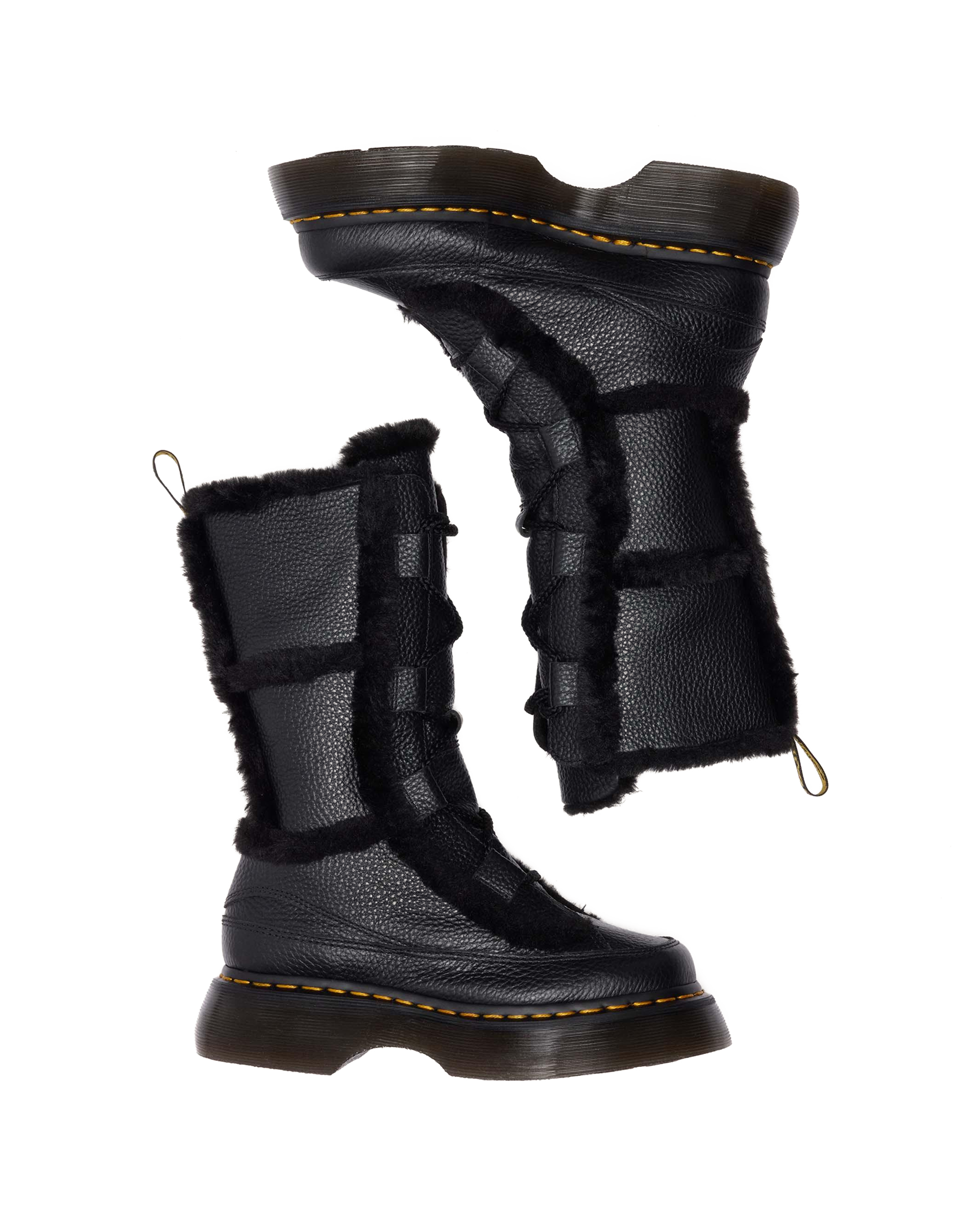 Buzz Lace Up Faux Fur Lined Milled Nappa Leather Boots