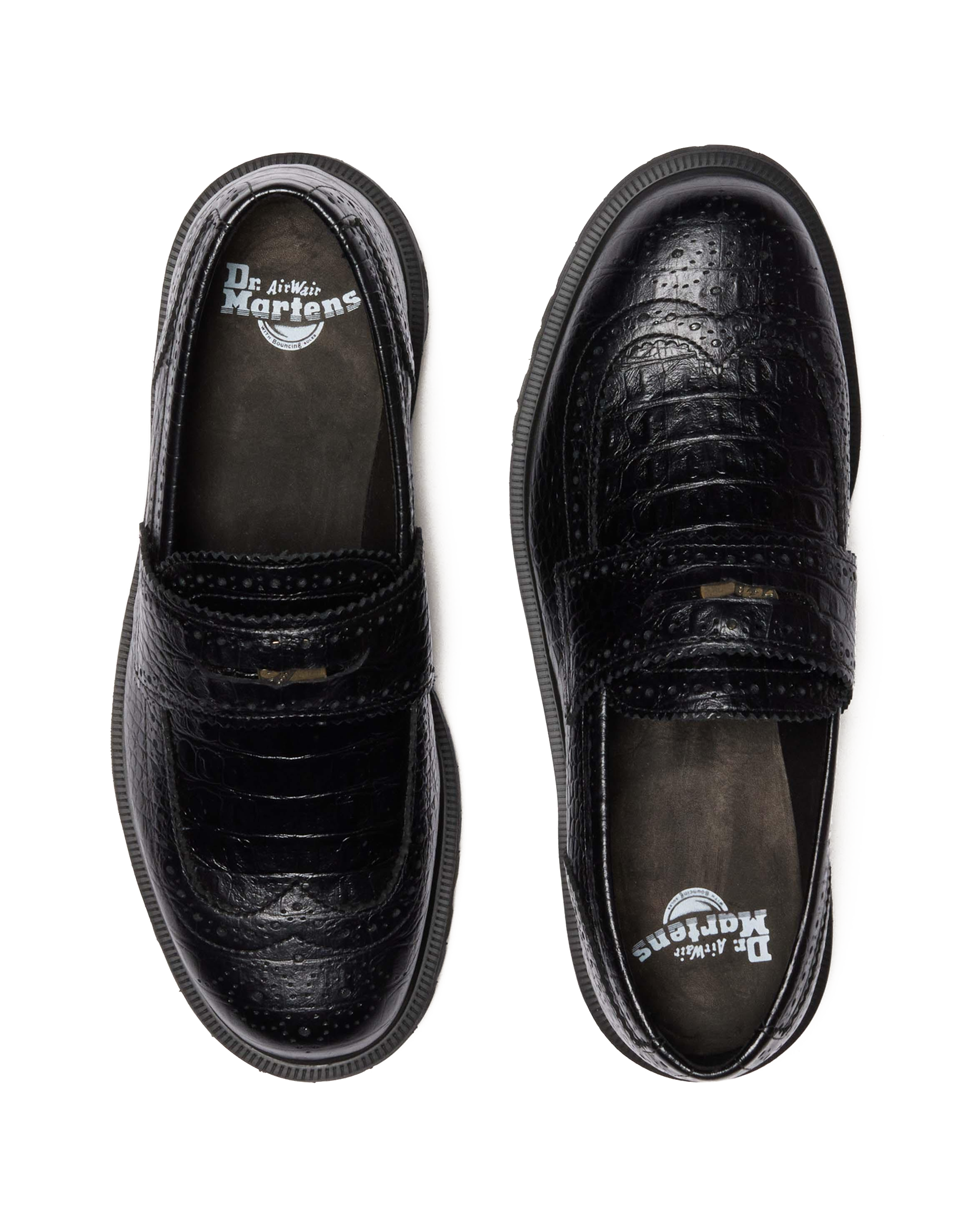 Penton Brogue Emboss Leather Loafers in Black | Dr. Martens™