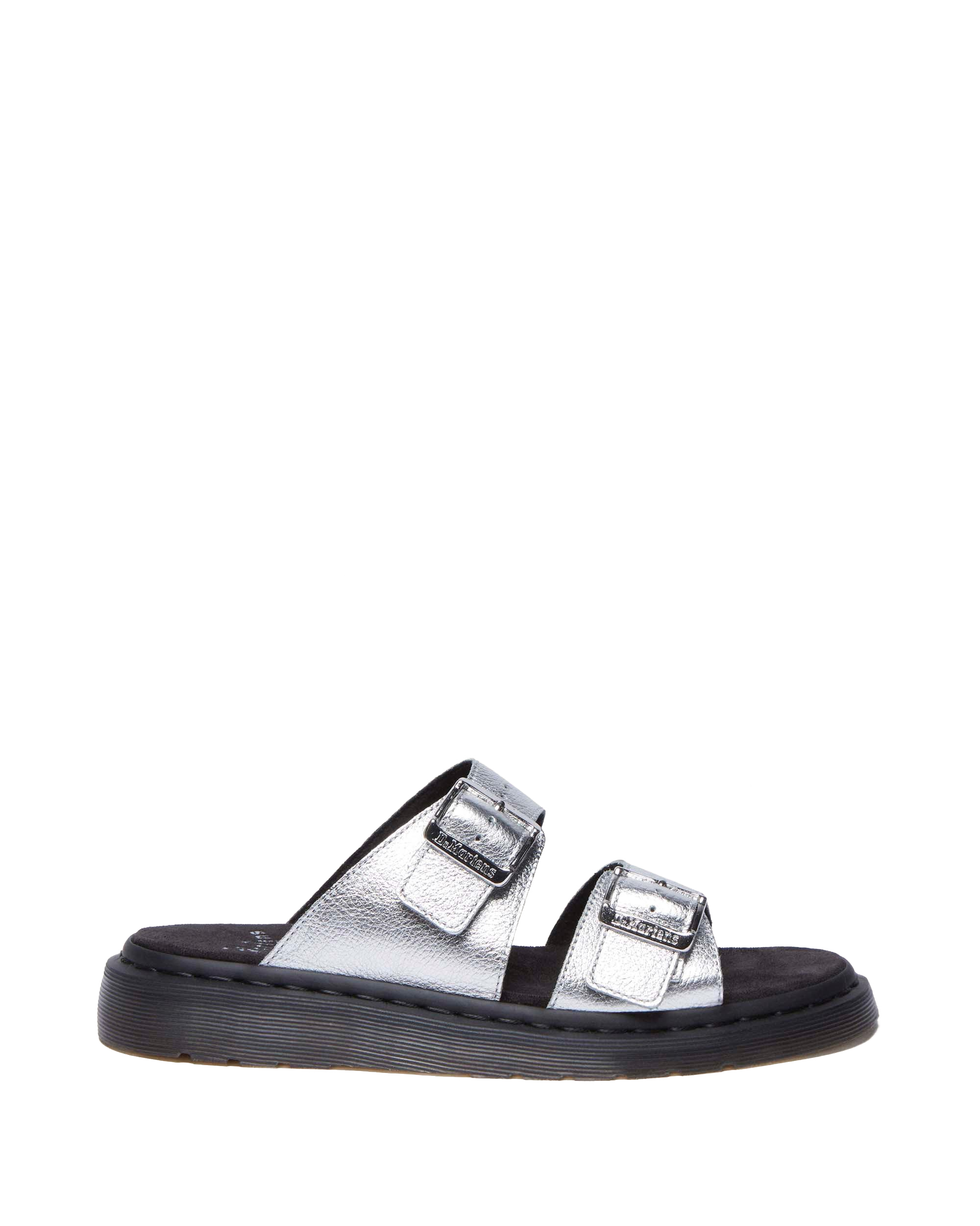 Josef Metallic leren slide-sandalen