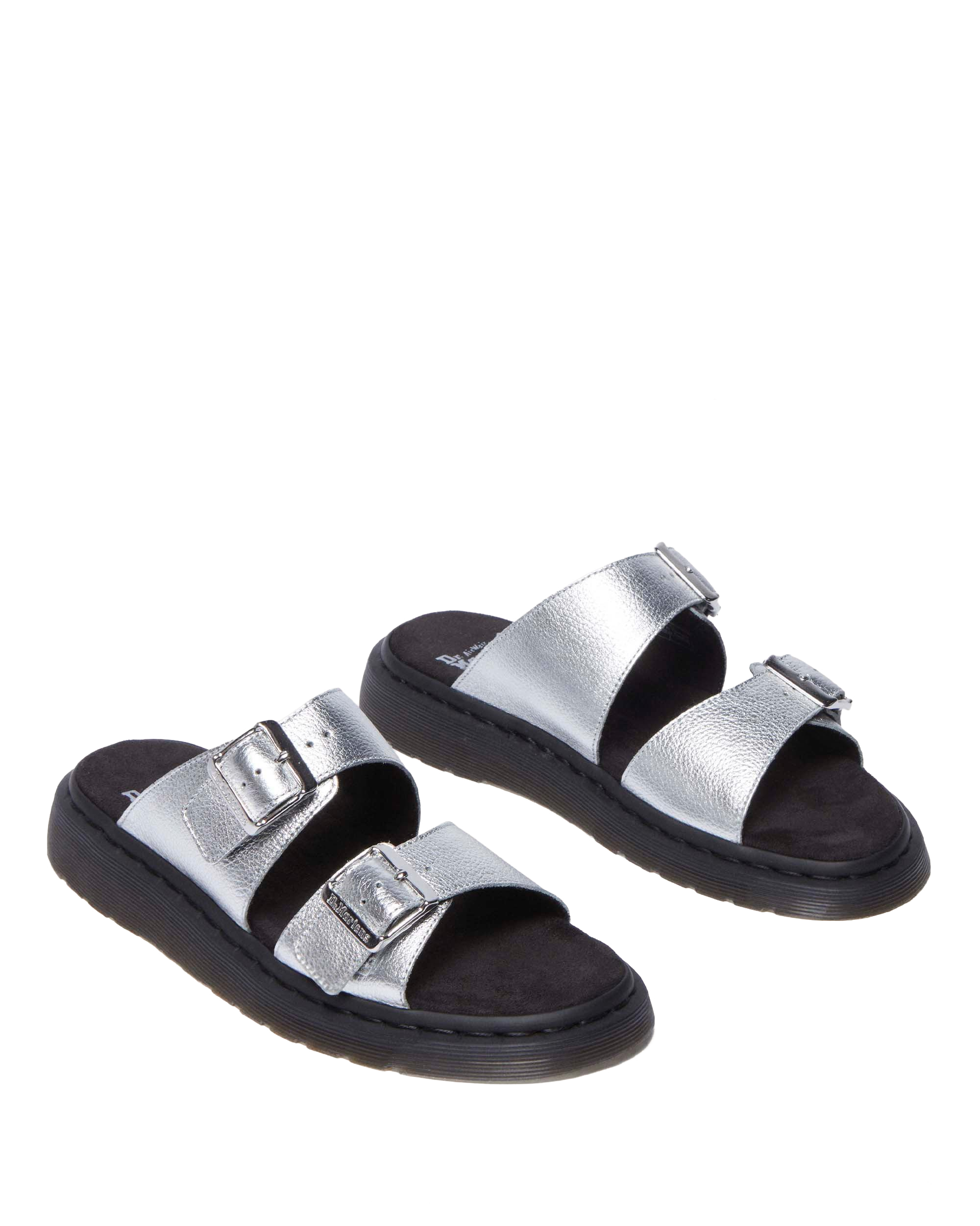 Josef Metallic leren slide-sandalen