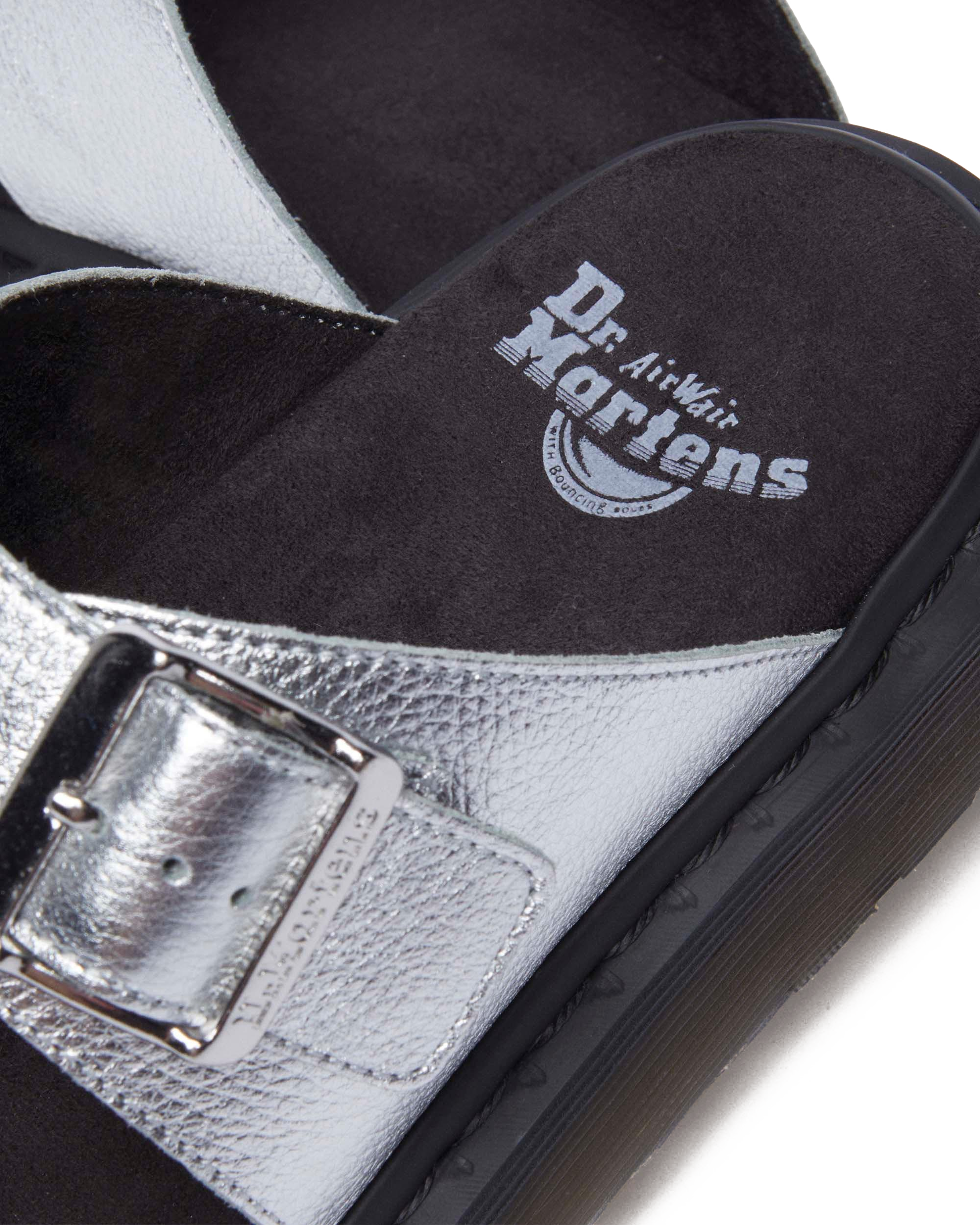 Josef Metallic leren slide-sandalen