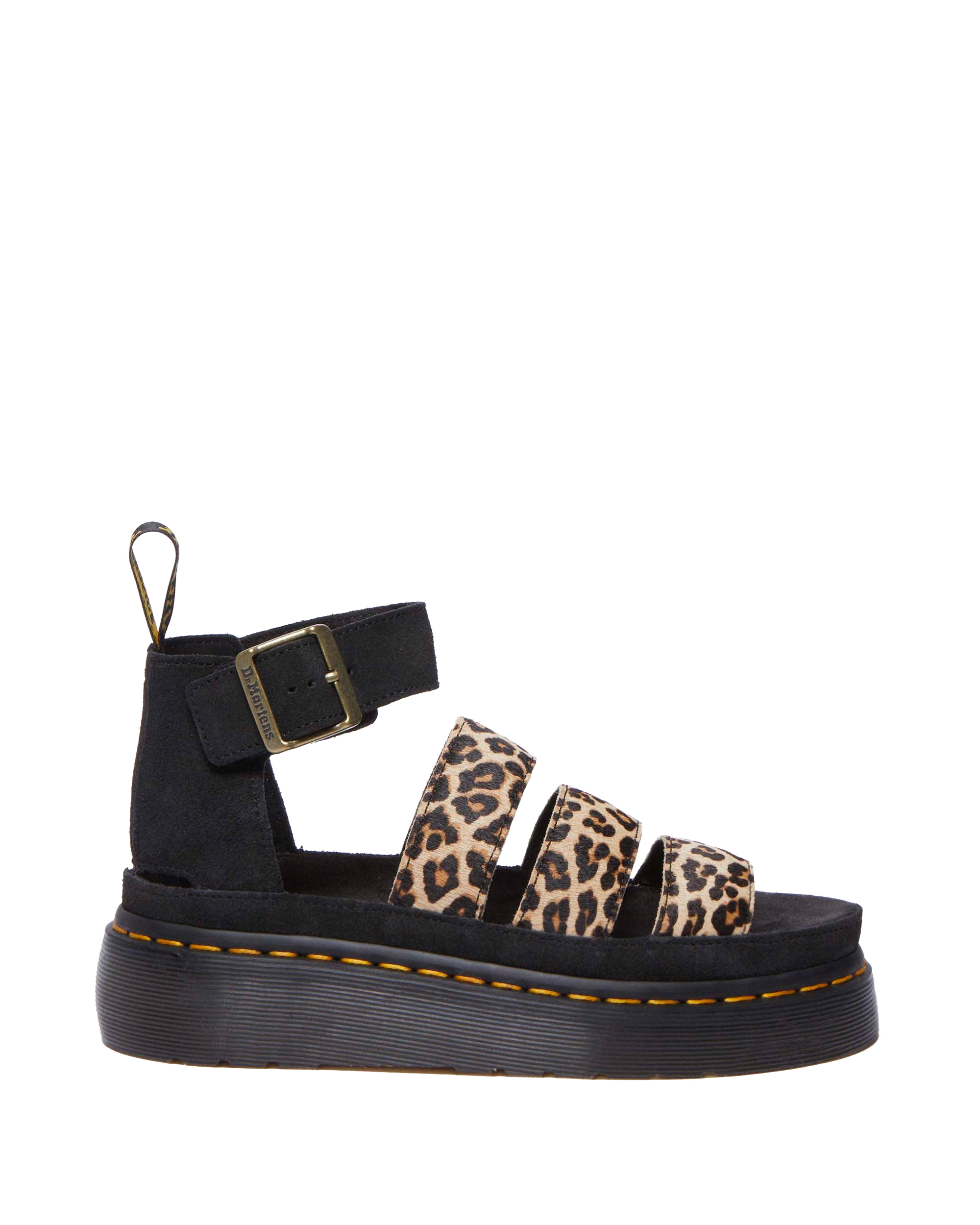 Clarissa Ii Quad Leopard Leather Platform Sandals in Light Tan+
