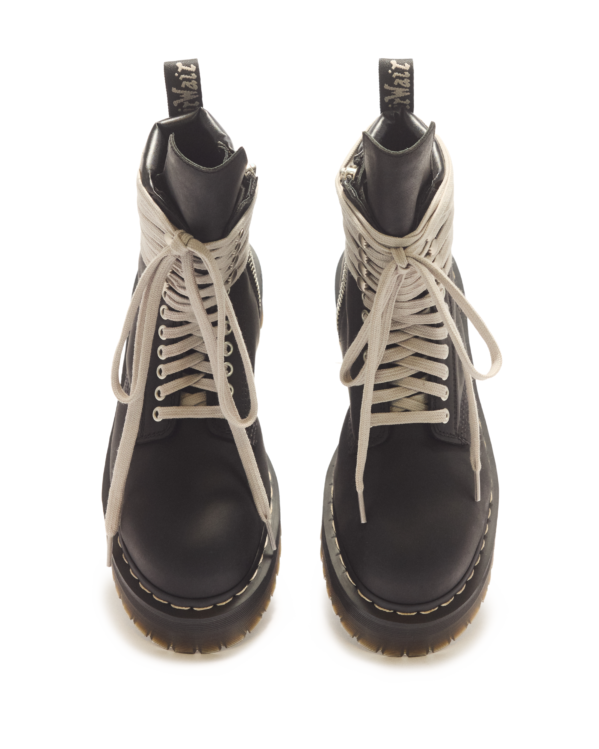 Steel Toe Quad Rick Owens Wraparound Lace Leather Platform Boots