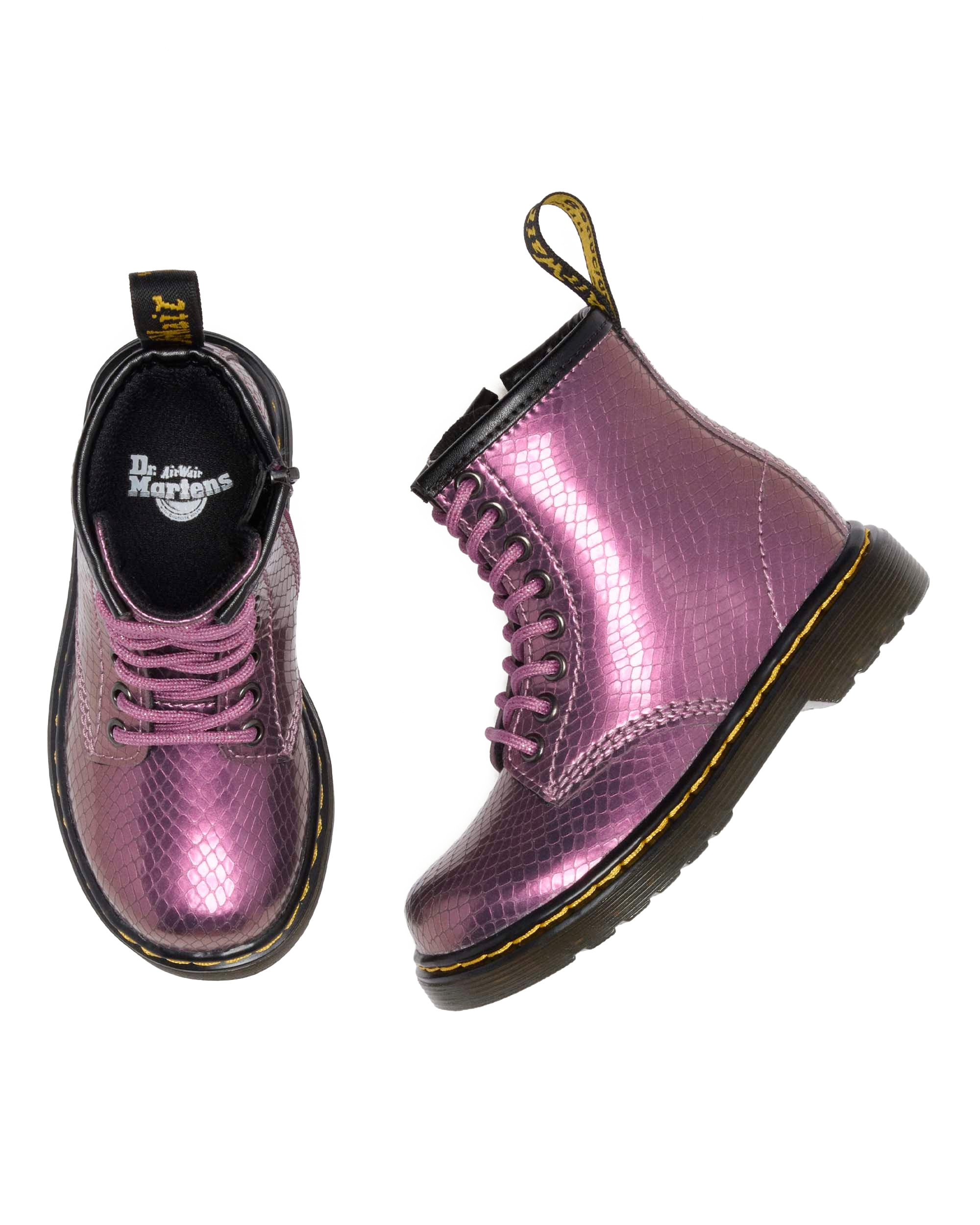 Stivali Primi Passi 1460 in pelle goffrata iridescente stile serpente
