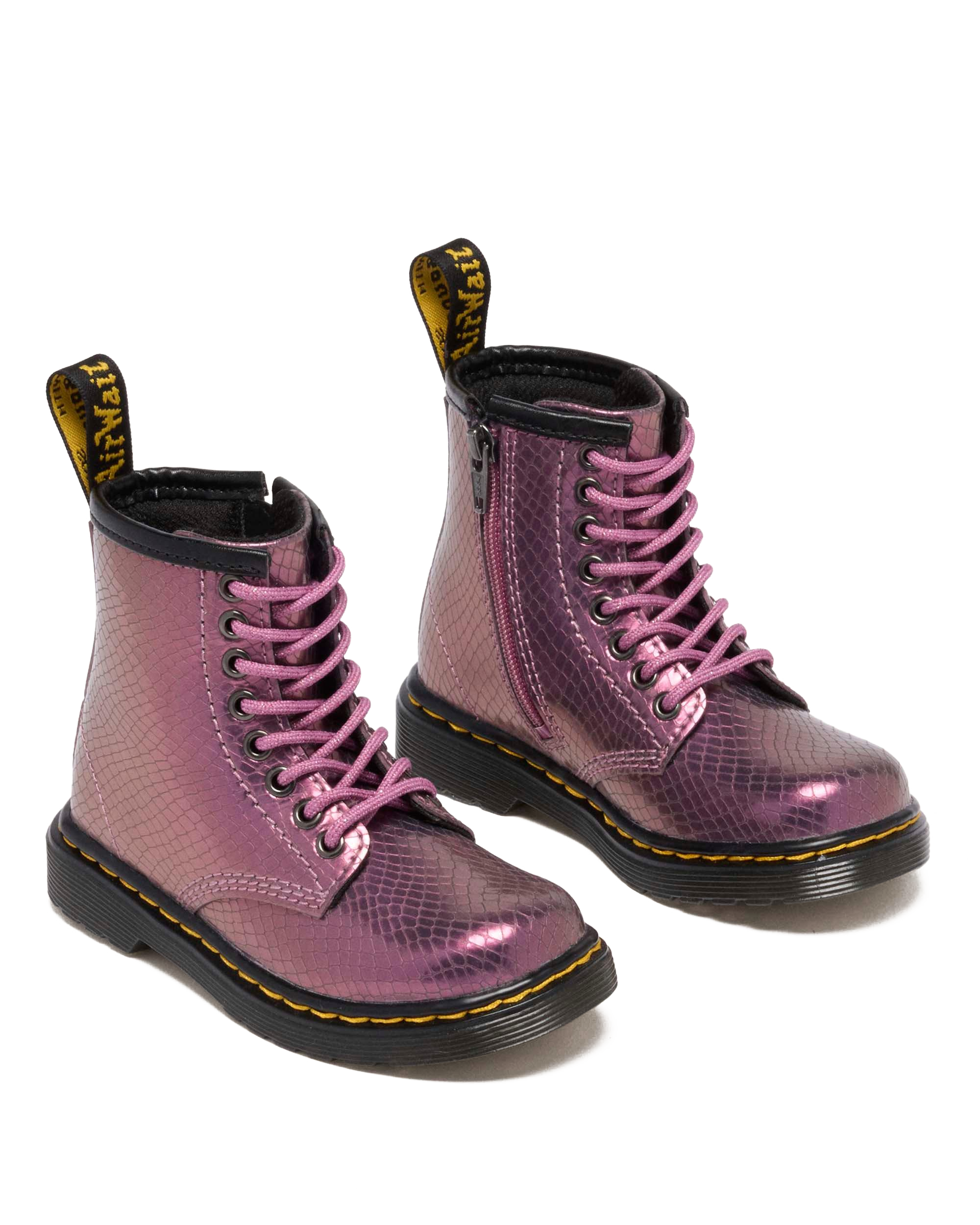 Stivali Primi Passi 1460 in pelle goffrata iridescente stile serpente