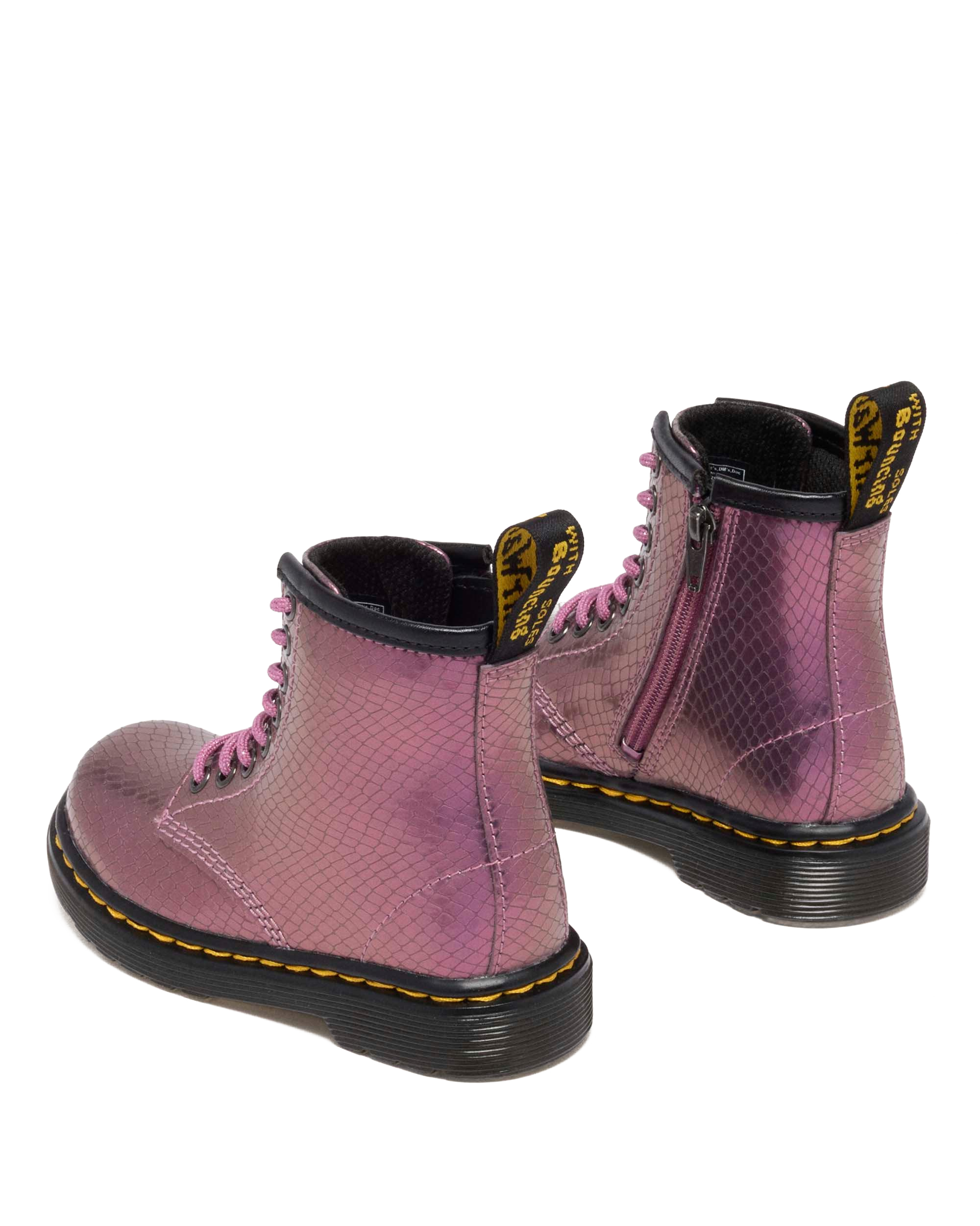 Stivali Primi Passi 1460 in pelle goffrata iridescente stile serpente