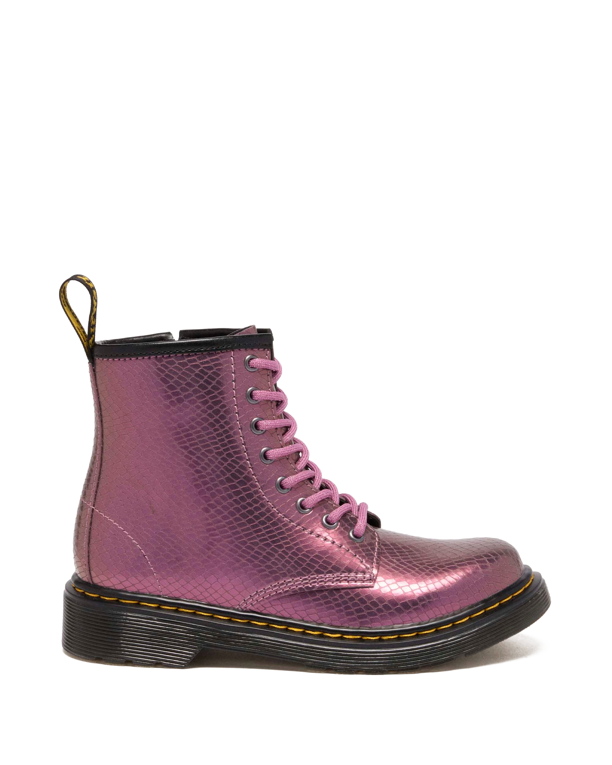 Stivali Junior in pelle goffrata iridescente stile serpente