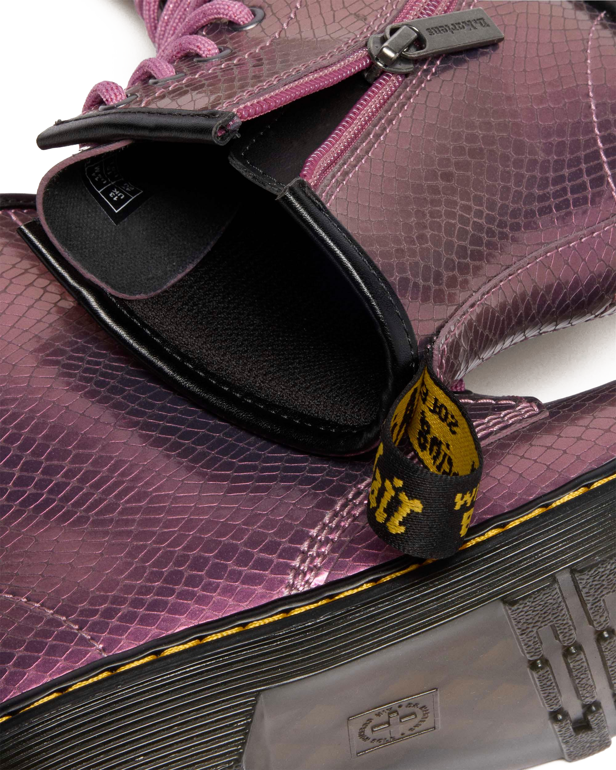Stivali Junior in pelle goffrata iridescente stile serpente