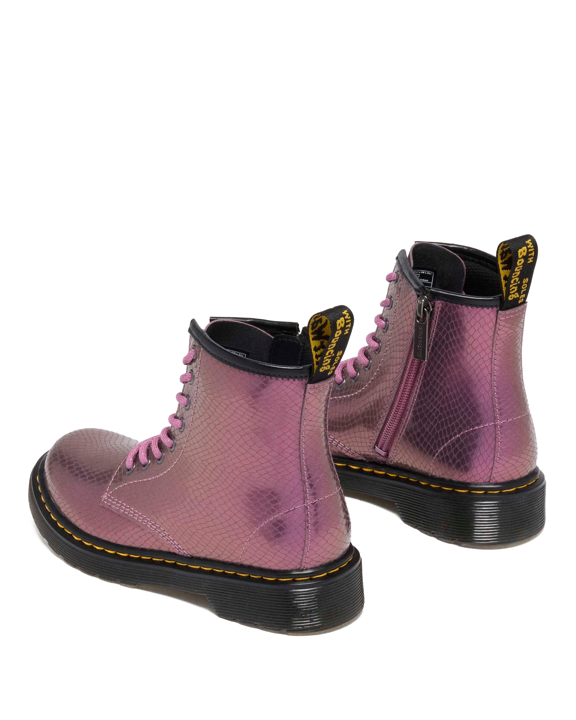 Stivali Junior in pelle goffrata iridescente stile serpente