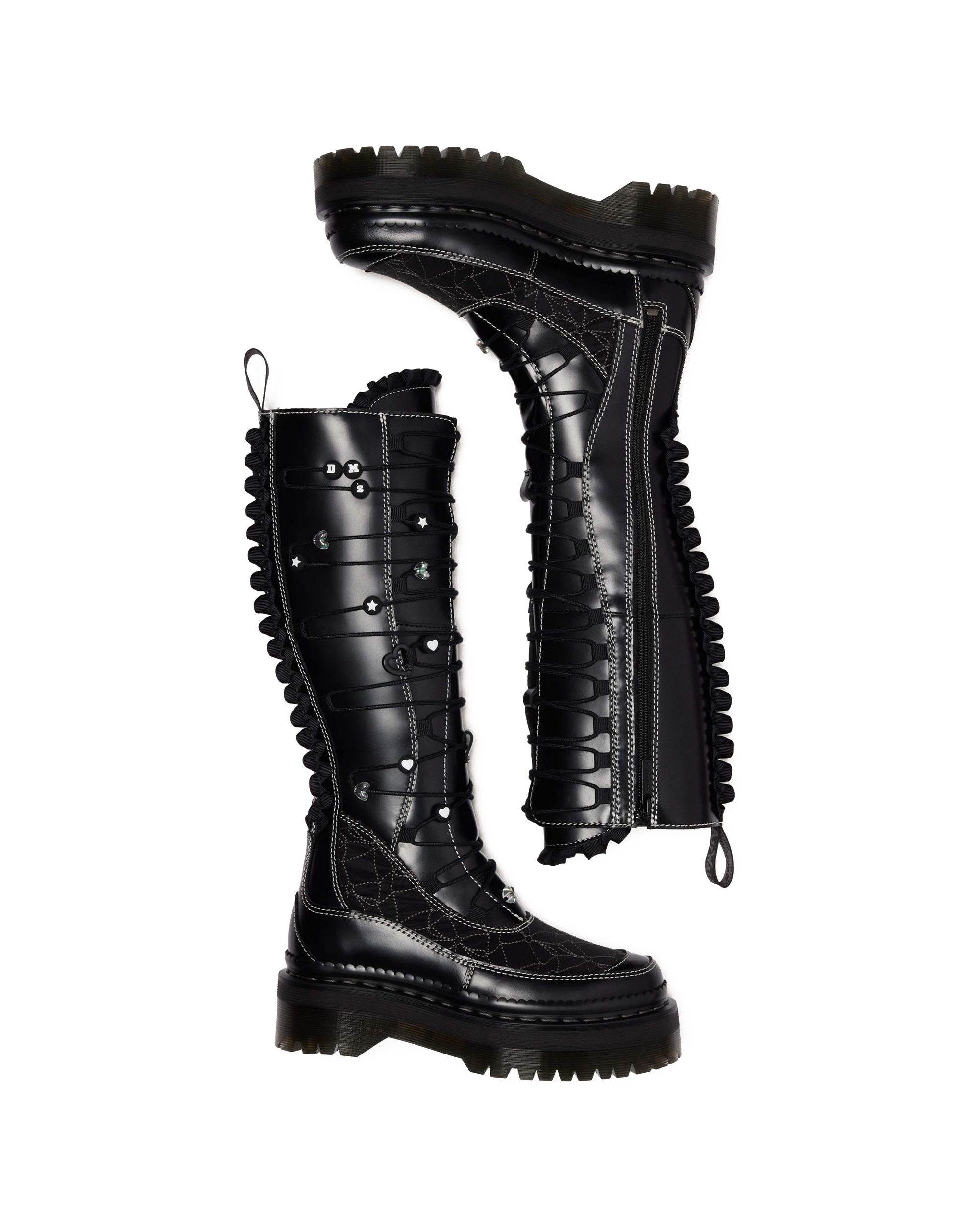 XTRM Frill Leder Plateaustiefel