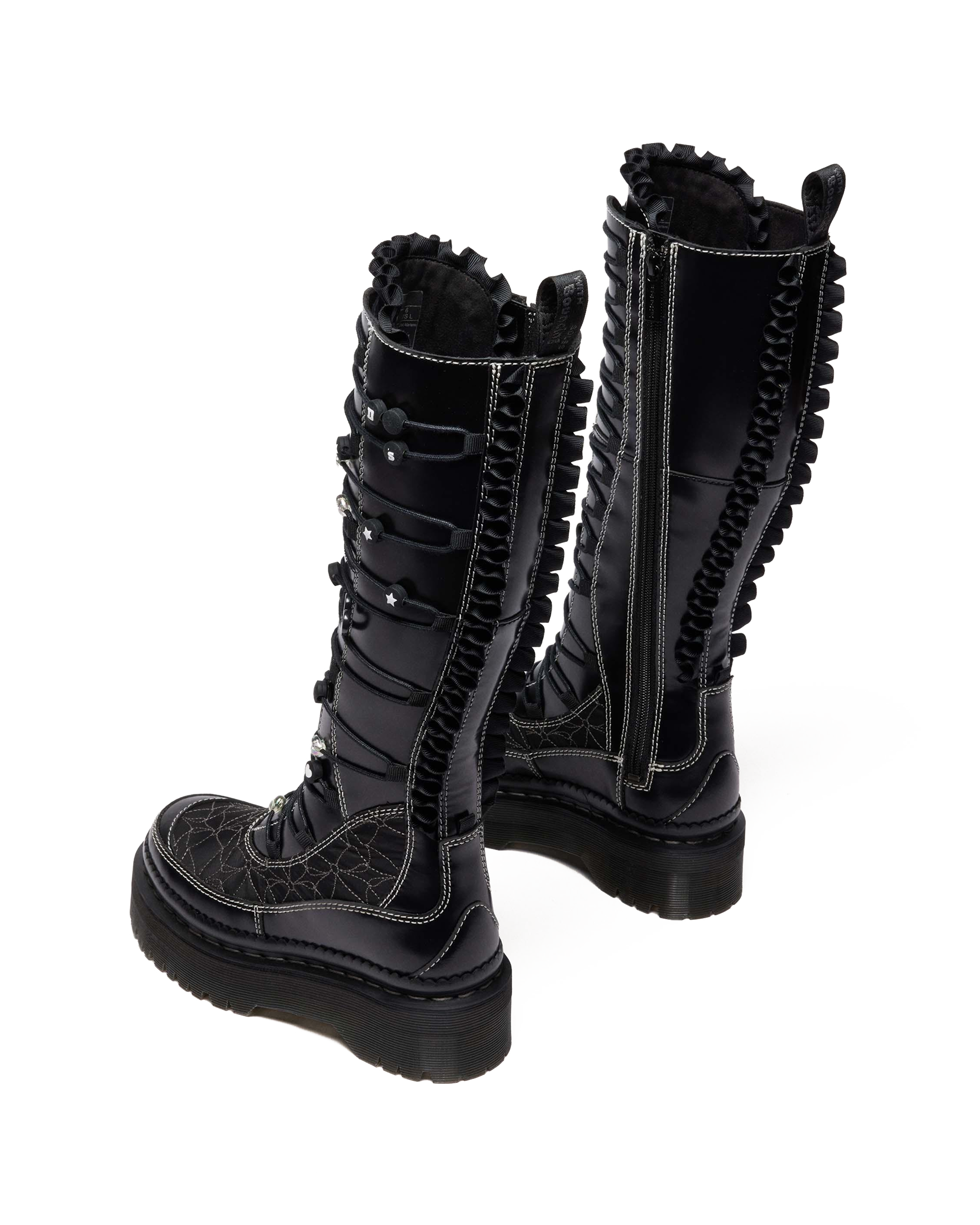 XTRM Frill Leder Plateaustiefel