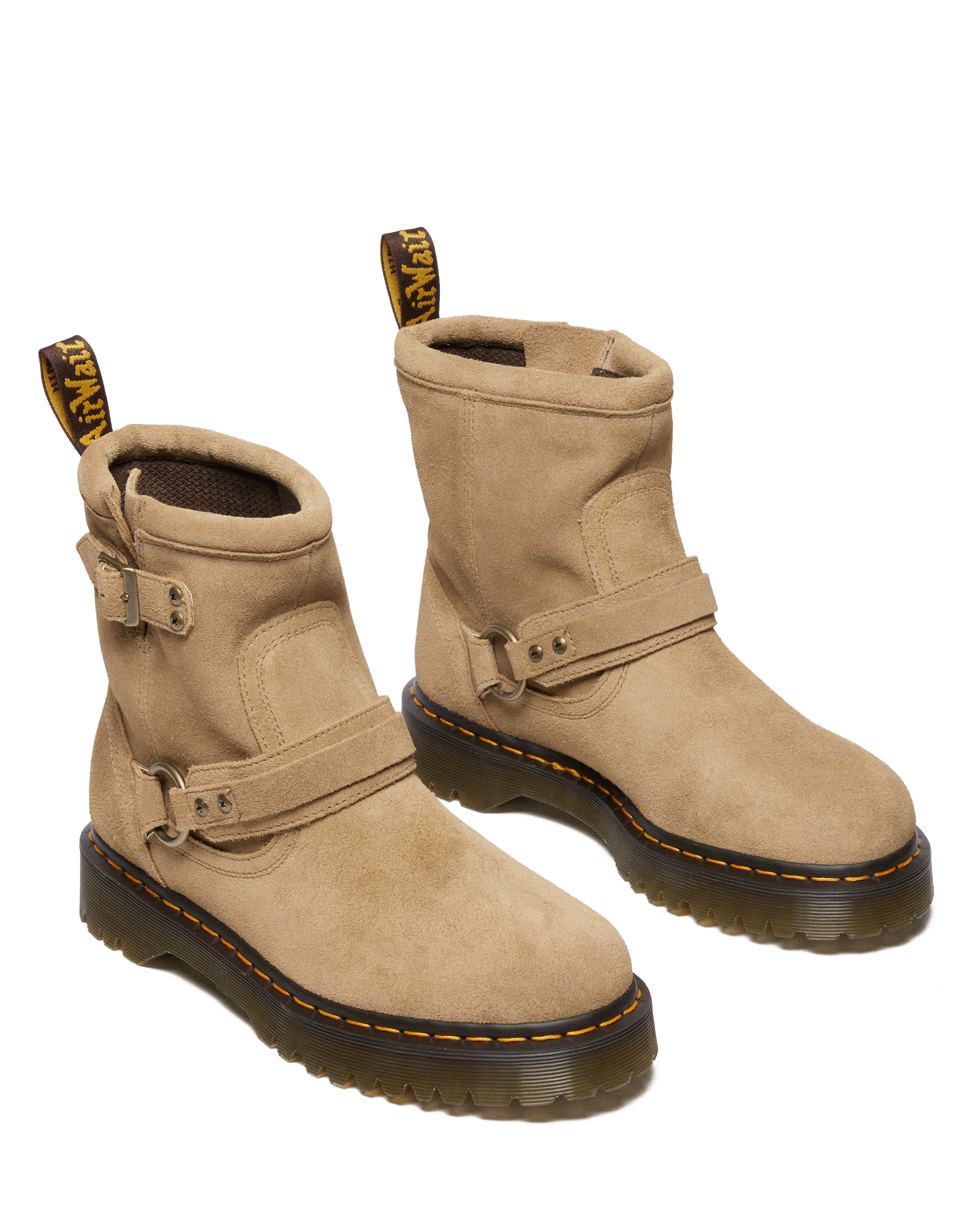 Anistone Harness Suede Biker Boots in SAVANNAH TAN | Dr. Martens™