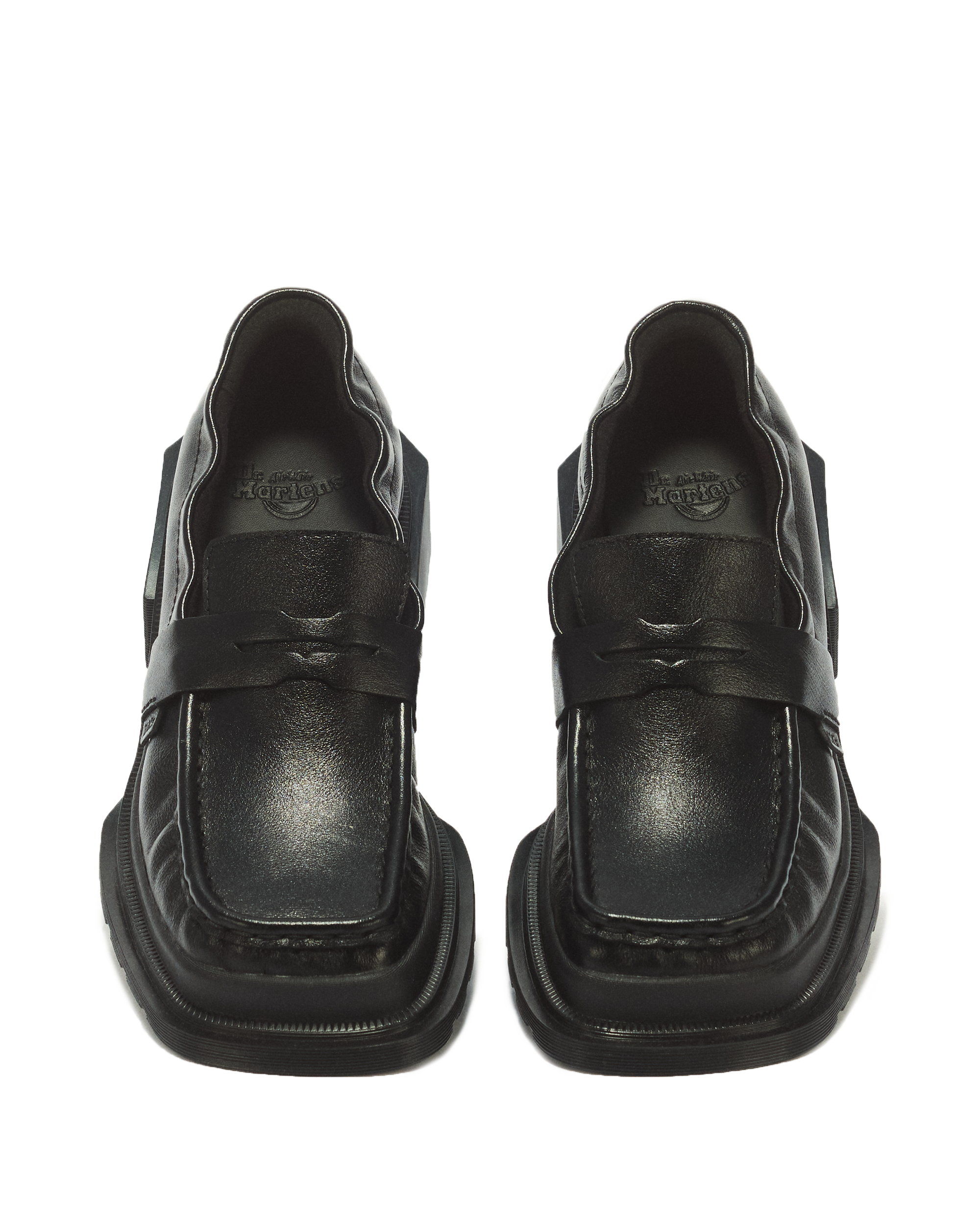 MAYBOLE LEREN LOAFERS MET RUCHES EN VIERKANTE NEUS