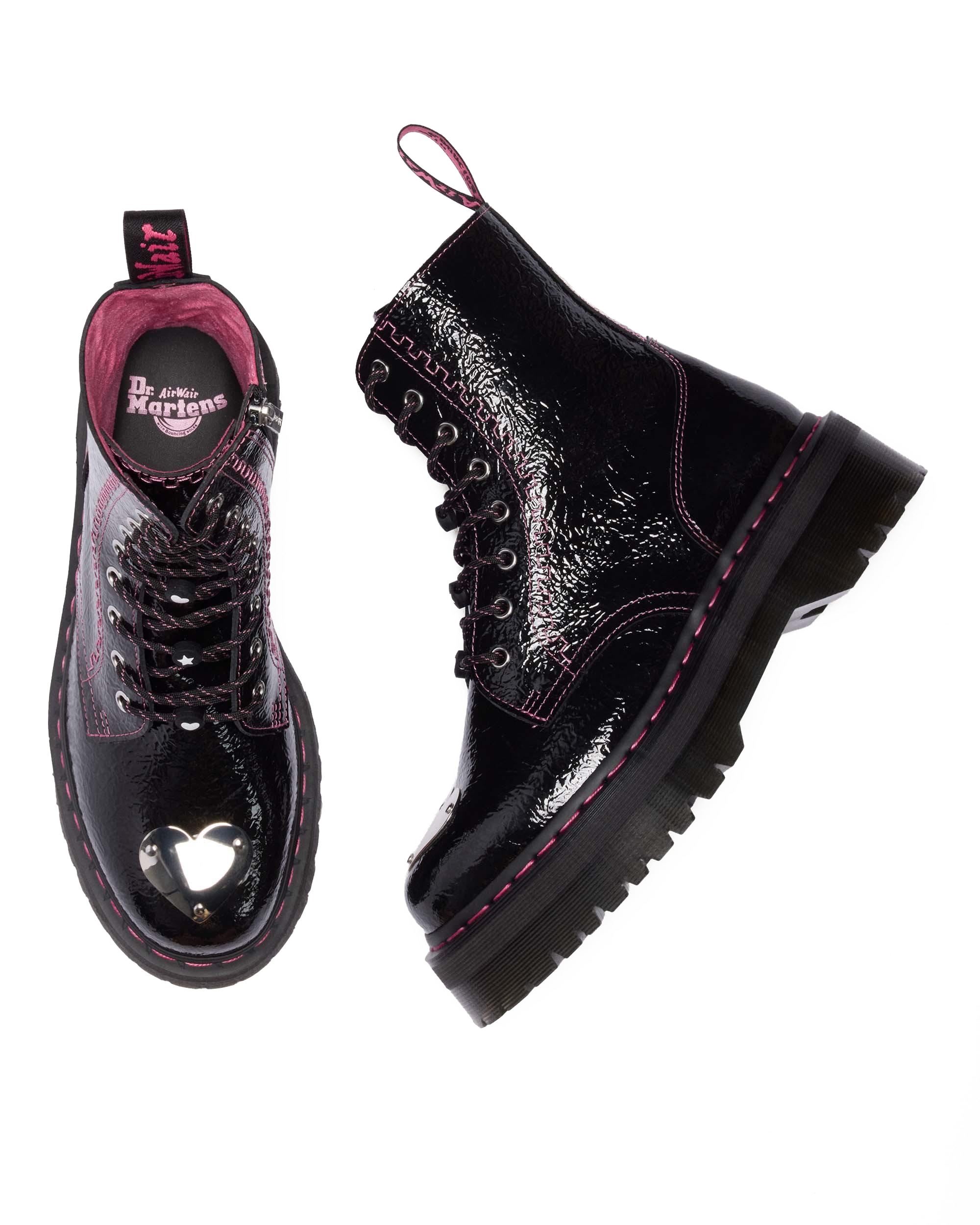 靴 Dr. Martens JADON DS UK5 Jadon Distressed Patent Leather Platform Boots in Black | Dr. Martens™