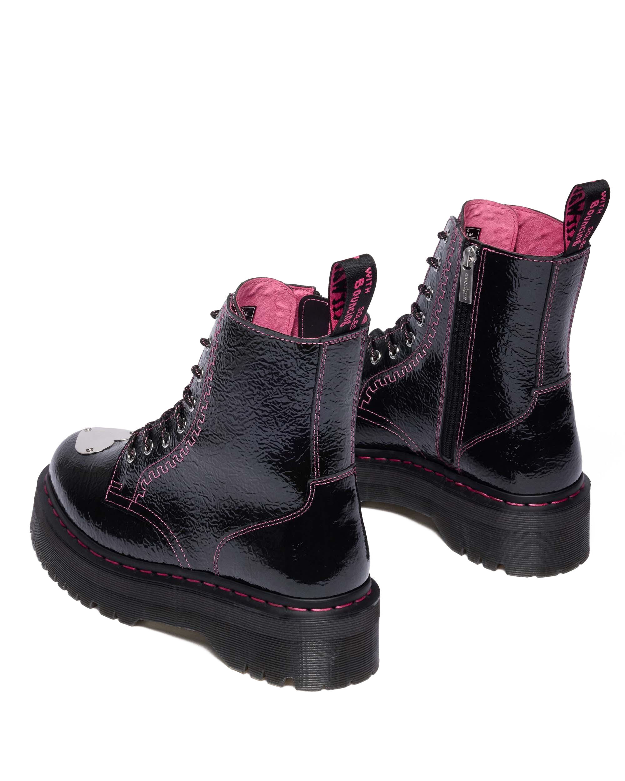 Jadon Distressed Patent Leather Platform Boots in Black | Dr. Martens™