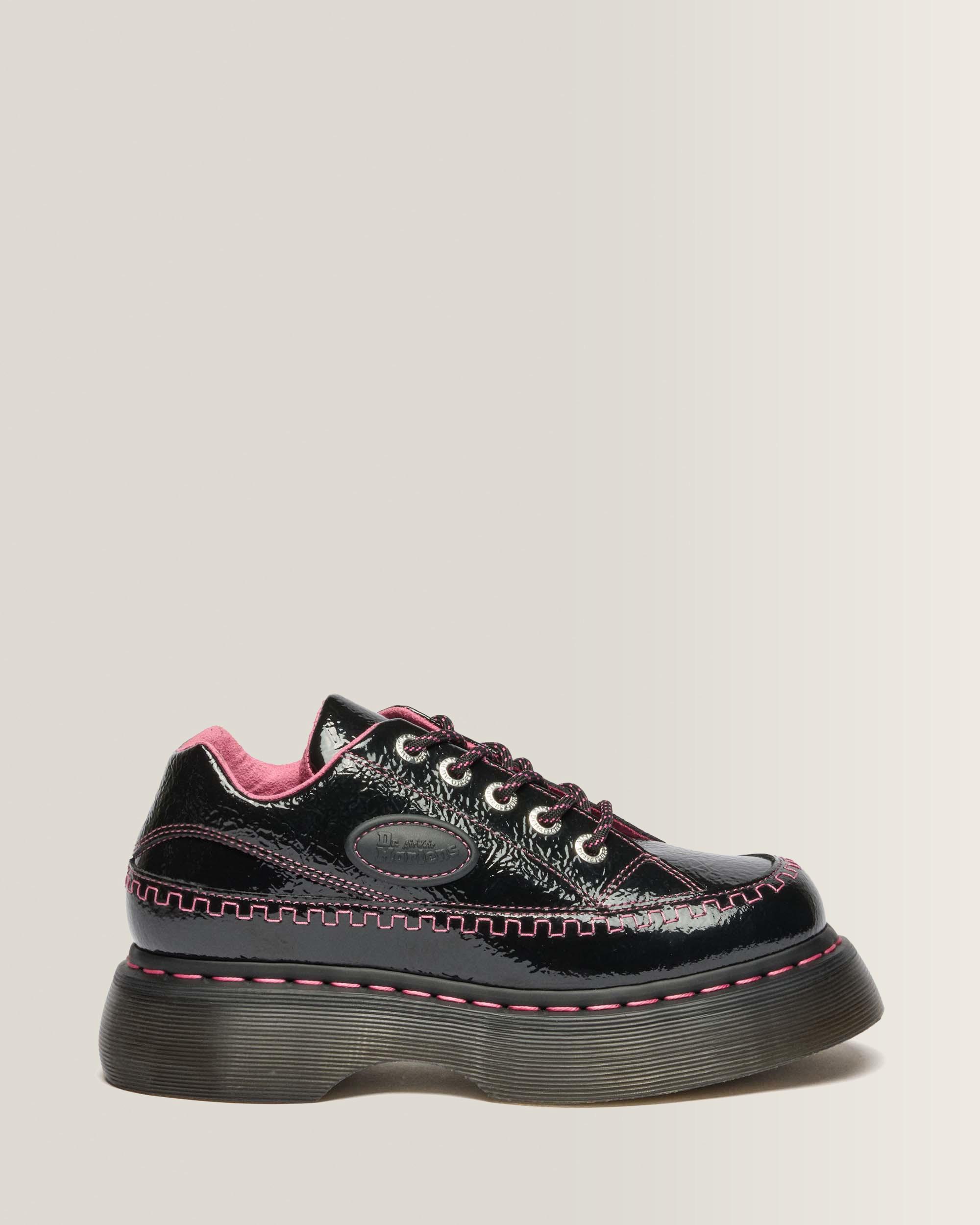 Buzz 5-Eye Distressed Patent Leather Shoes