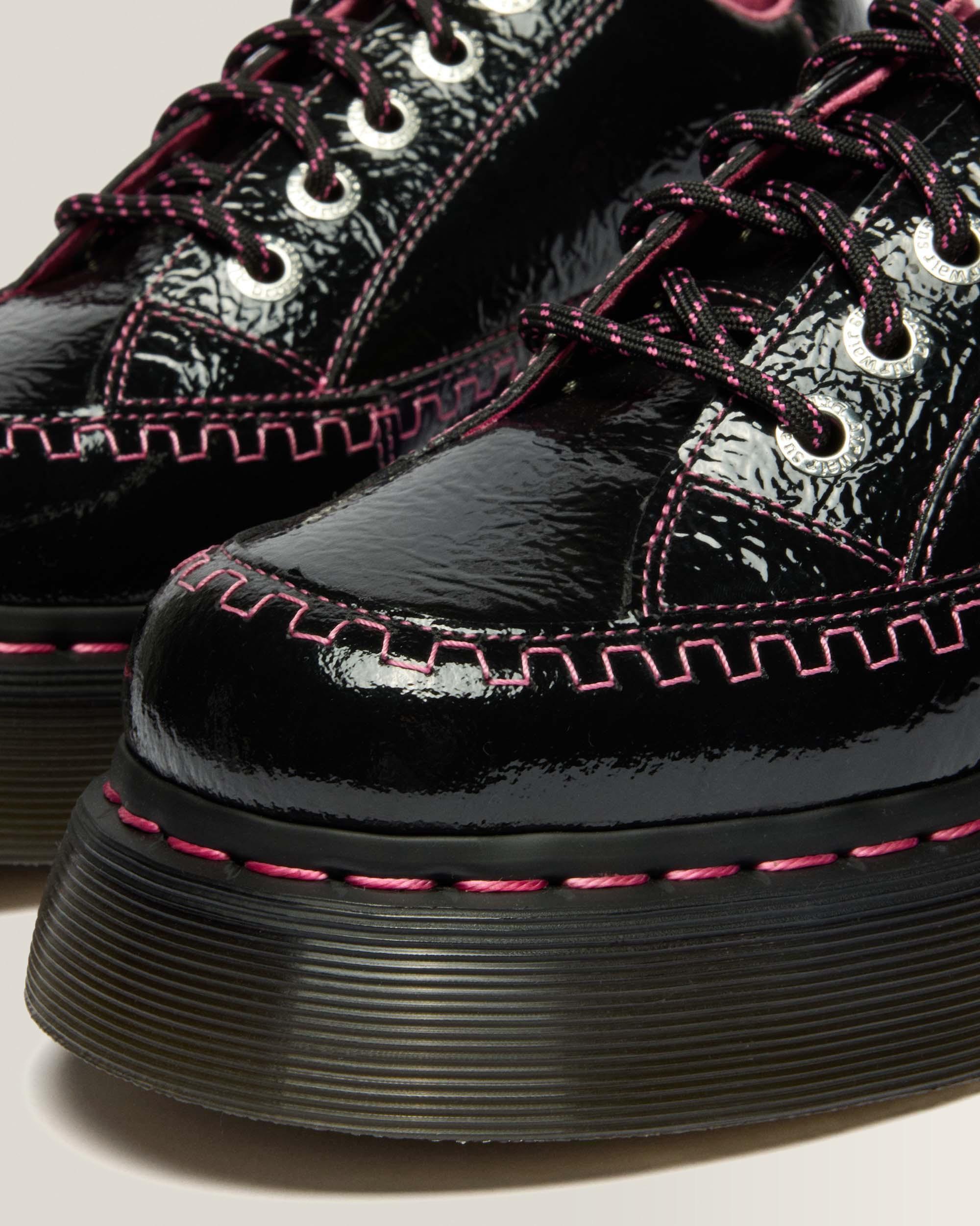 Buzz 5-Eye Distressed Patent Leather Shoes