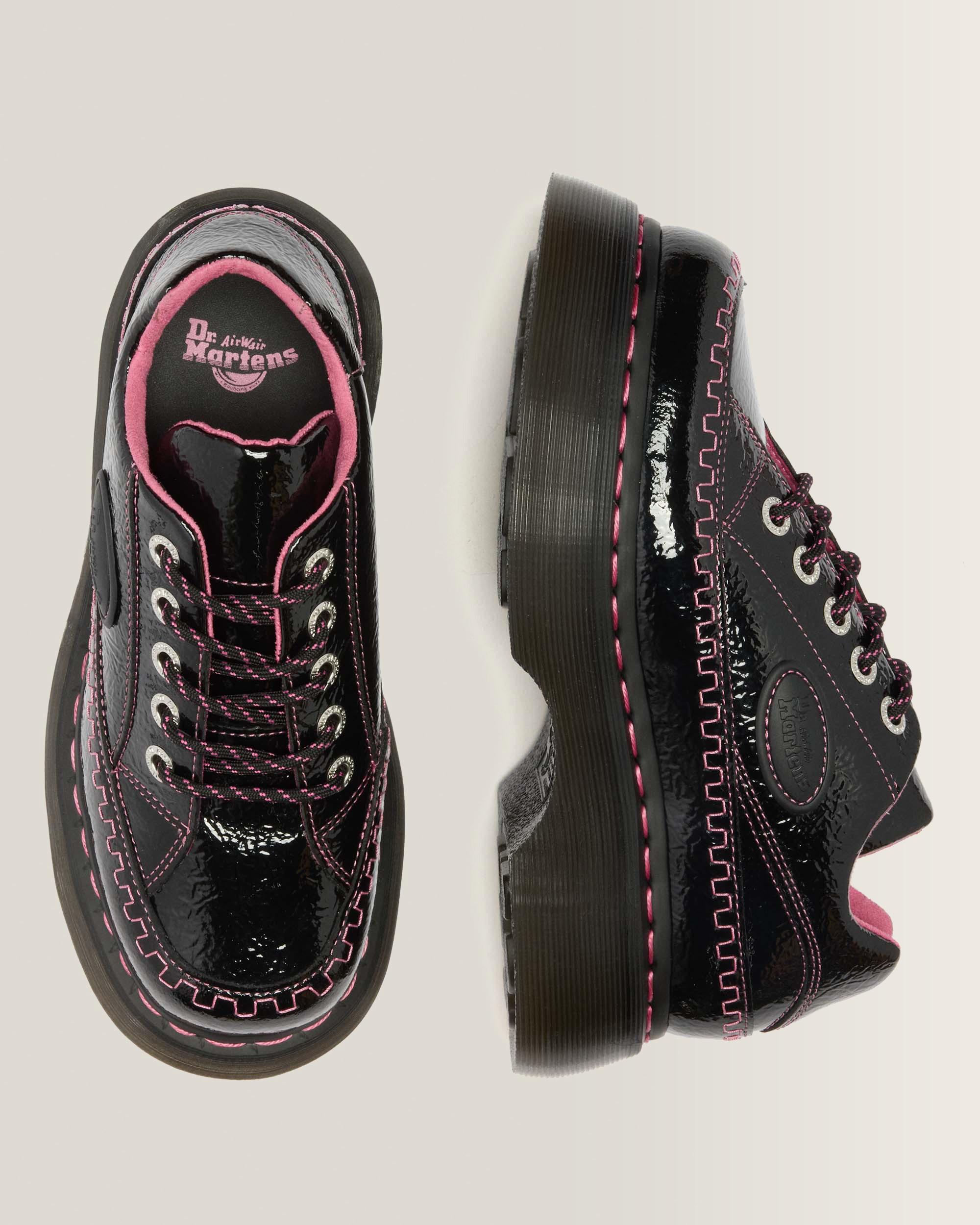 Buzz 5-Eye Distressed Patent Leather Shoes