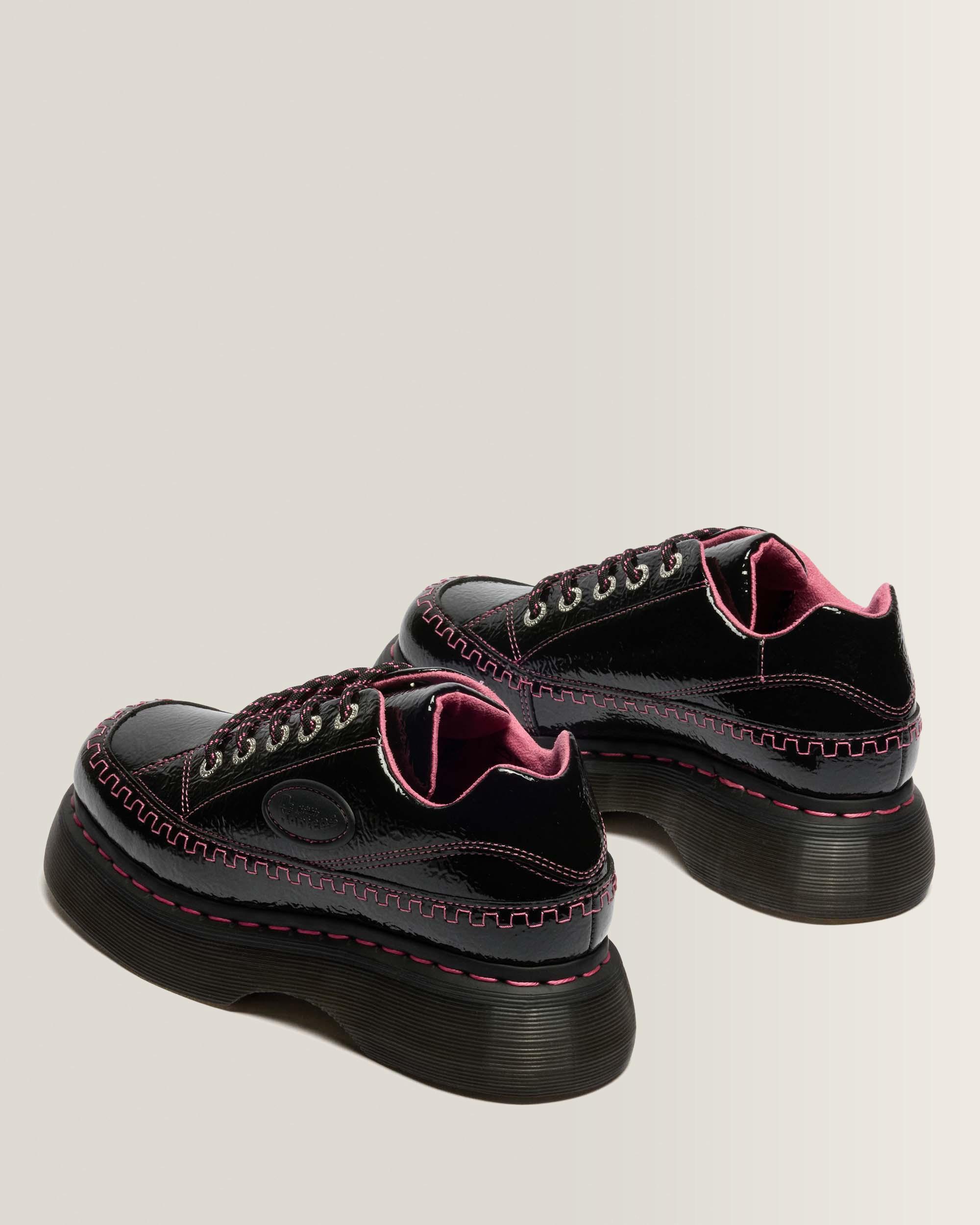 Buzz 5-Eye Distressed Patent Leather Shoes